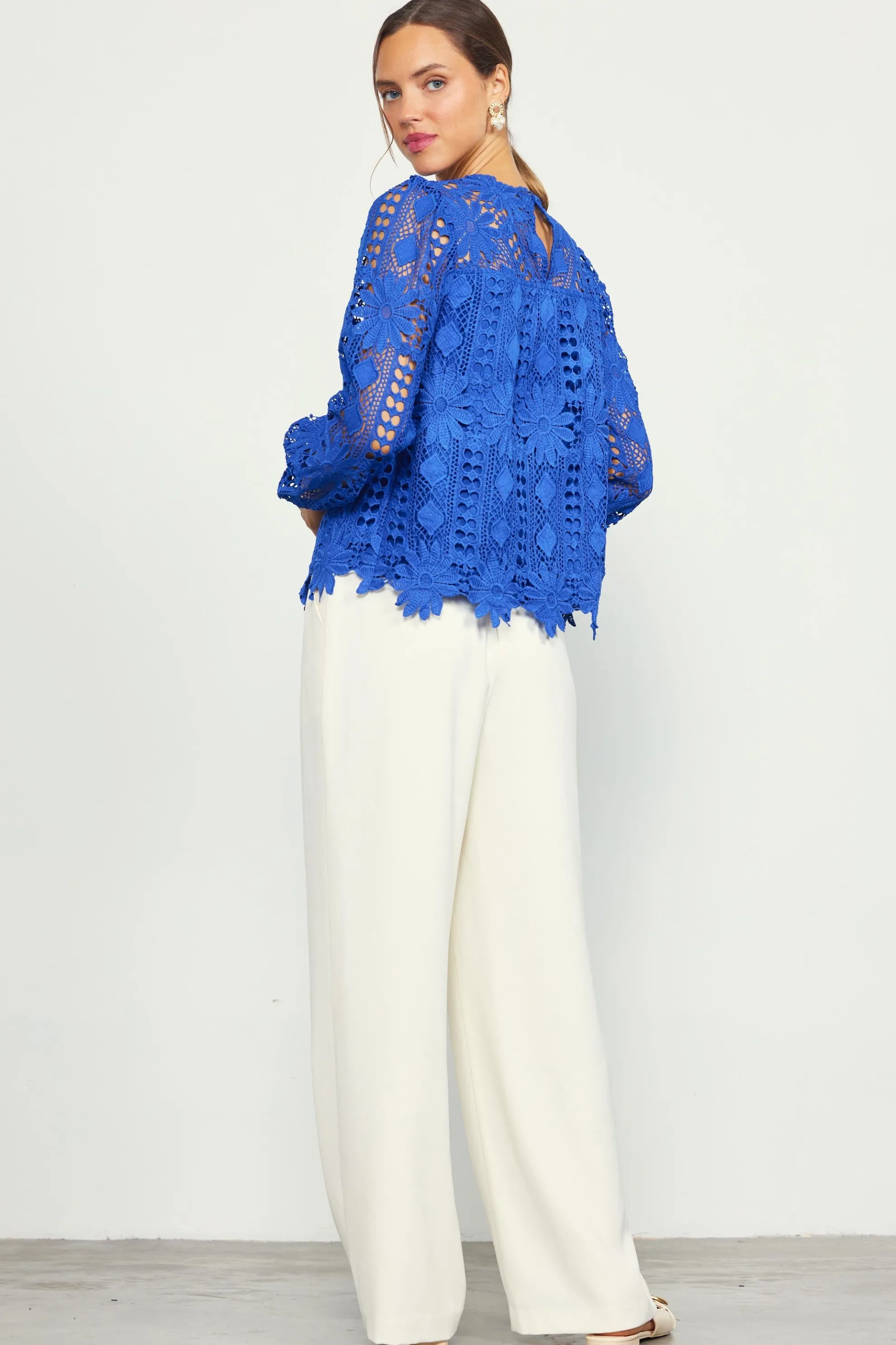 Eyelet Lace Longsleeve Blouse