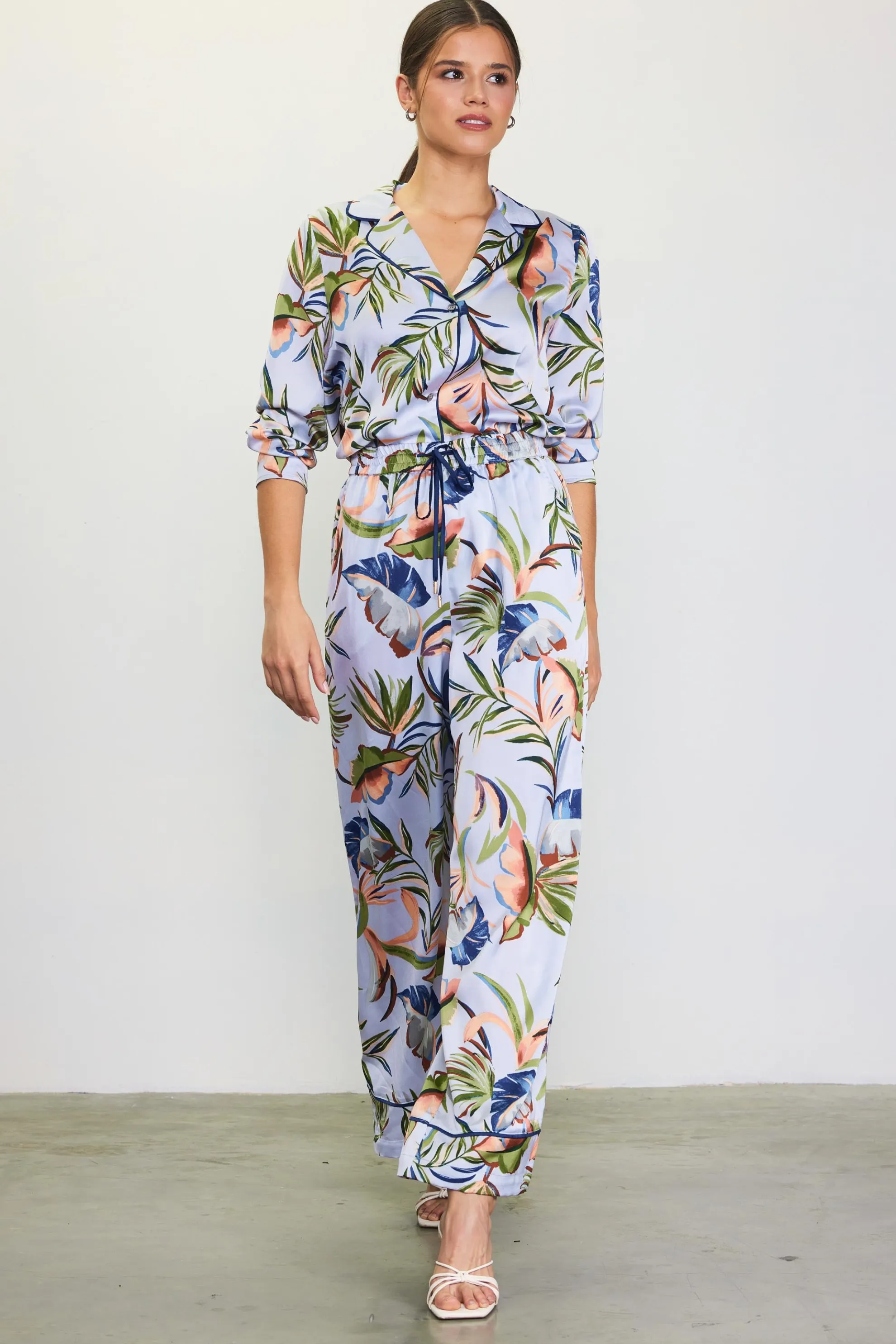 Bianca Floral Print Elastic Waistband Pants