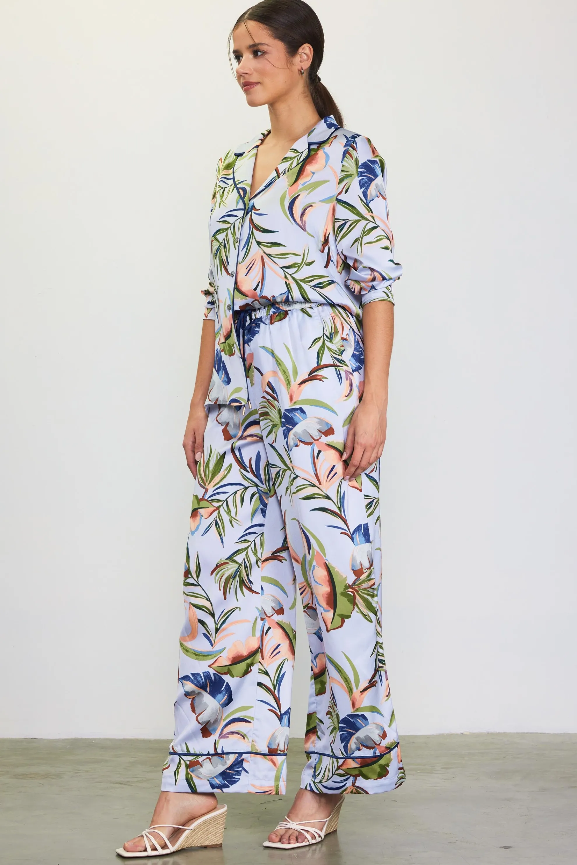 Bianca Floral Print Elastic Waistband Pants