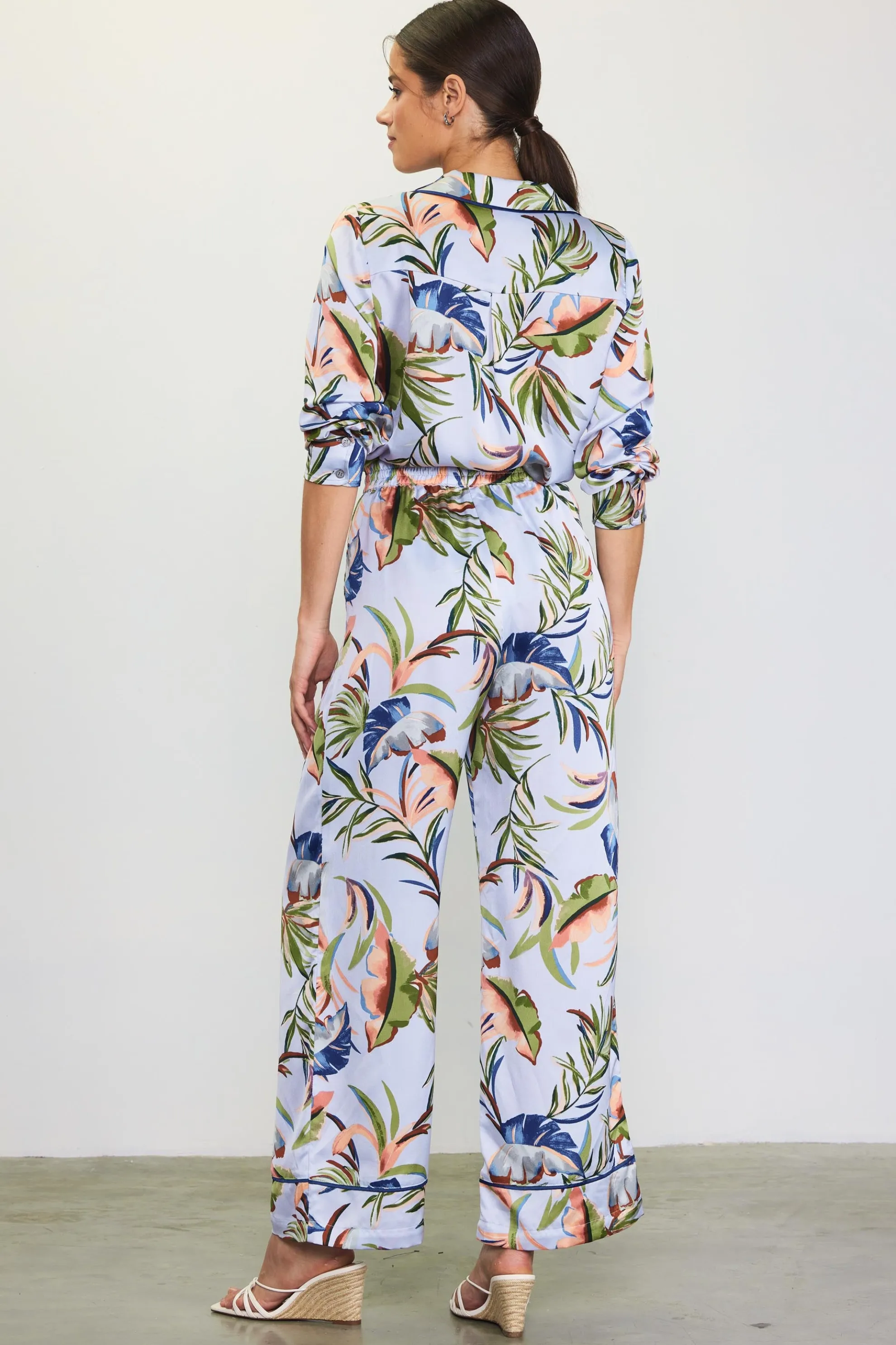 Bianca Floral Print Elastic Waistband Pants