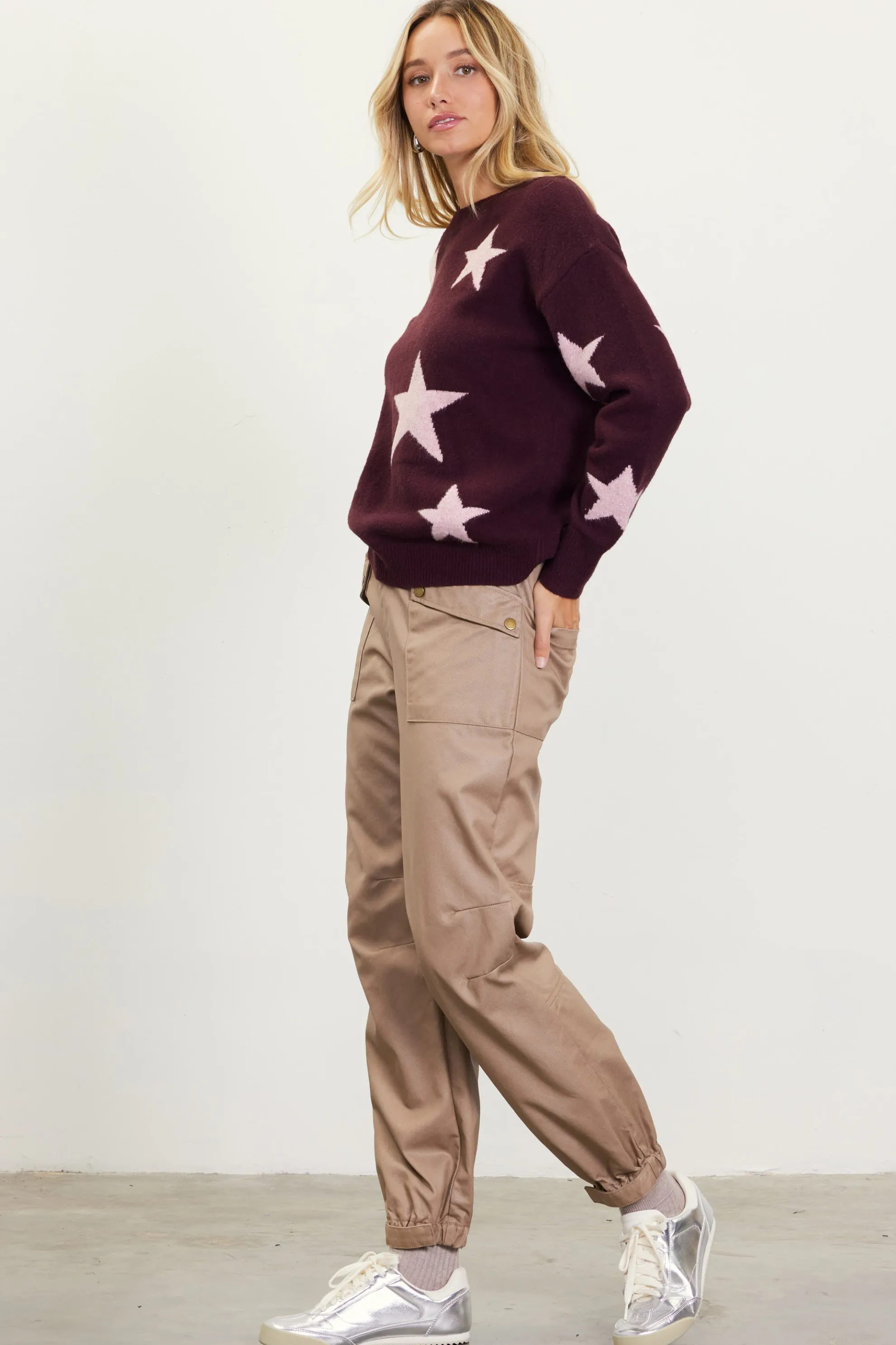 Lurex Star Print Sweater