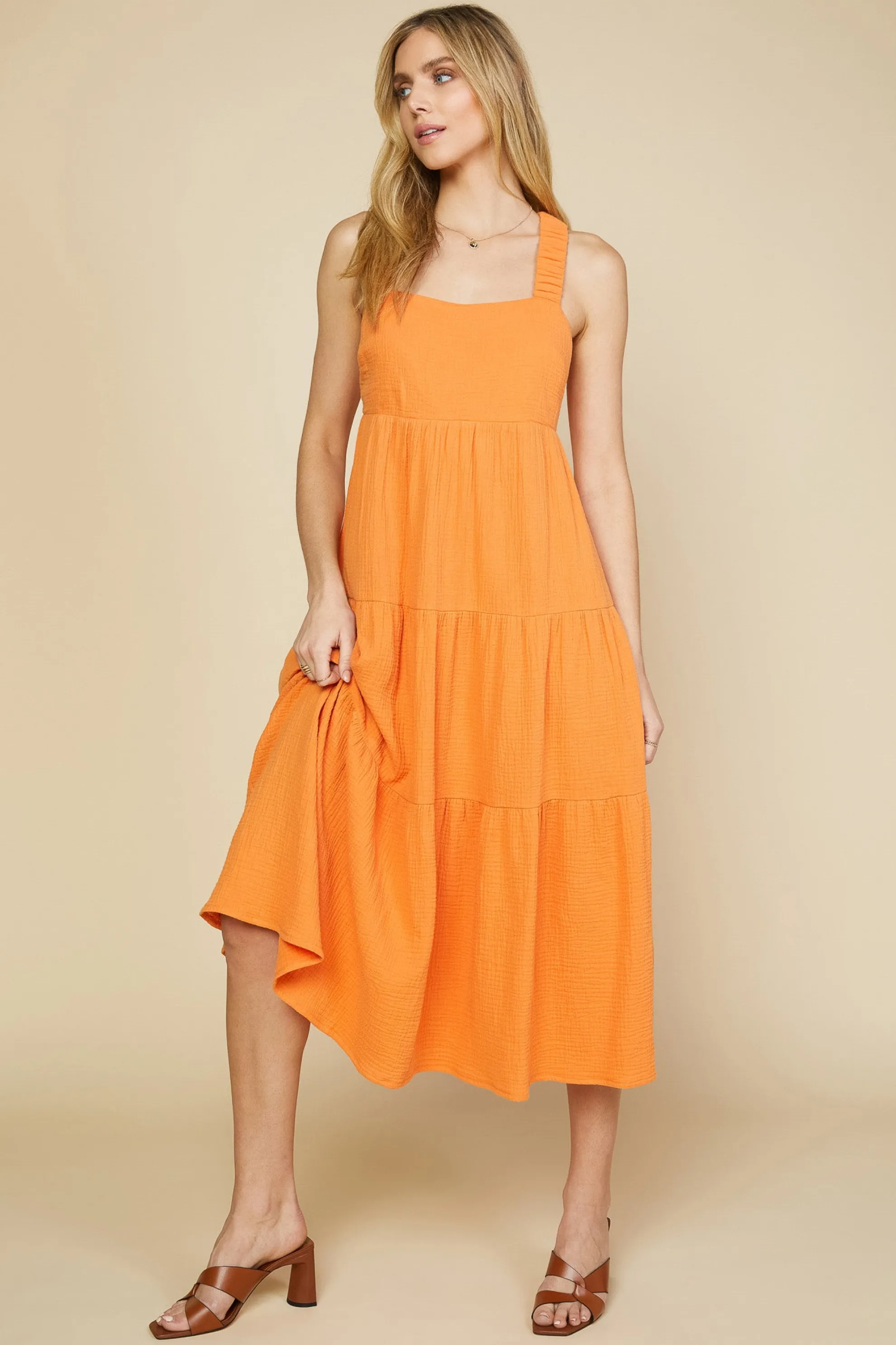 Cross Back Tiered Maxi Dress