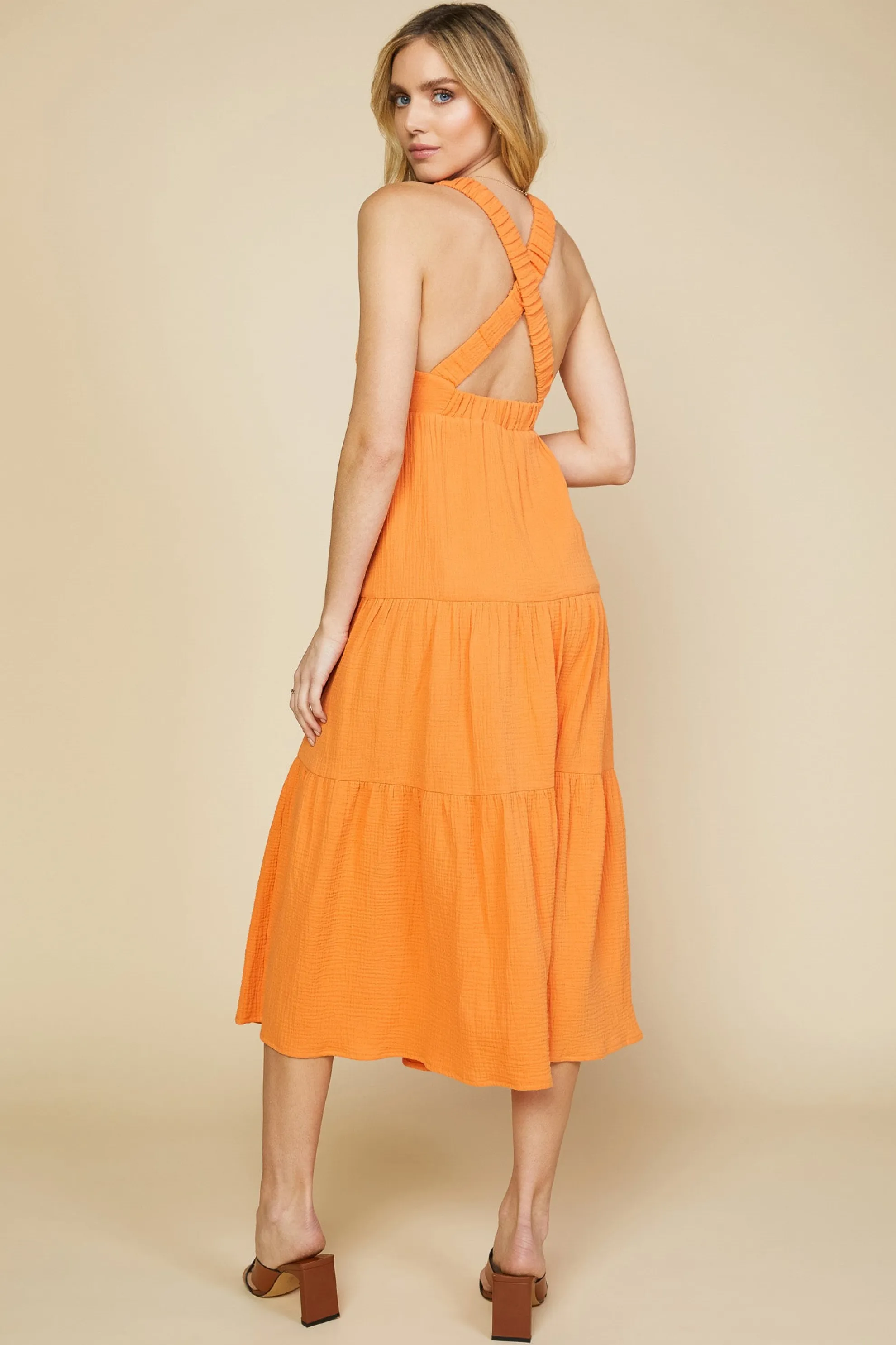 Cross Back Tiered Maxi Dress