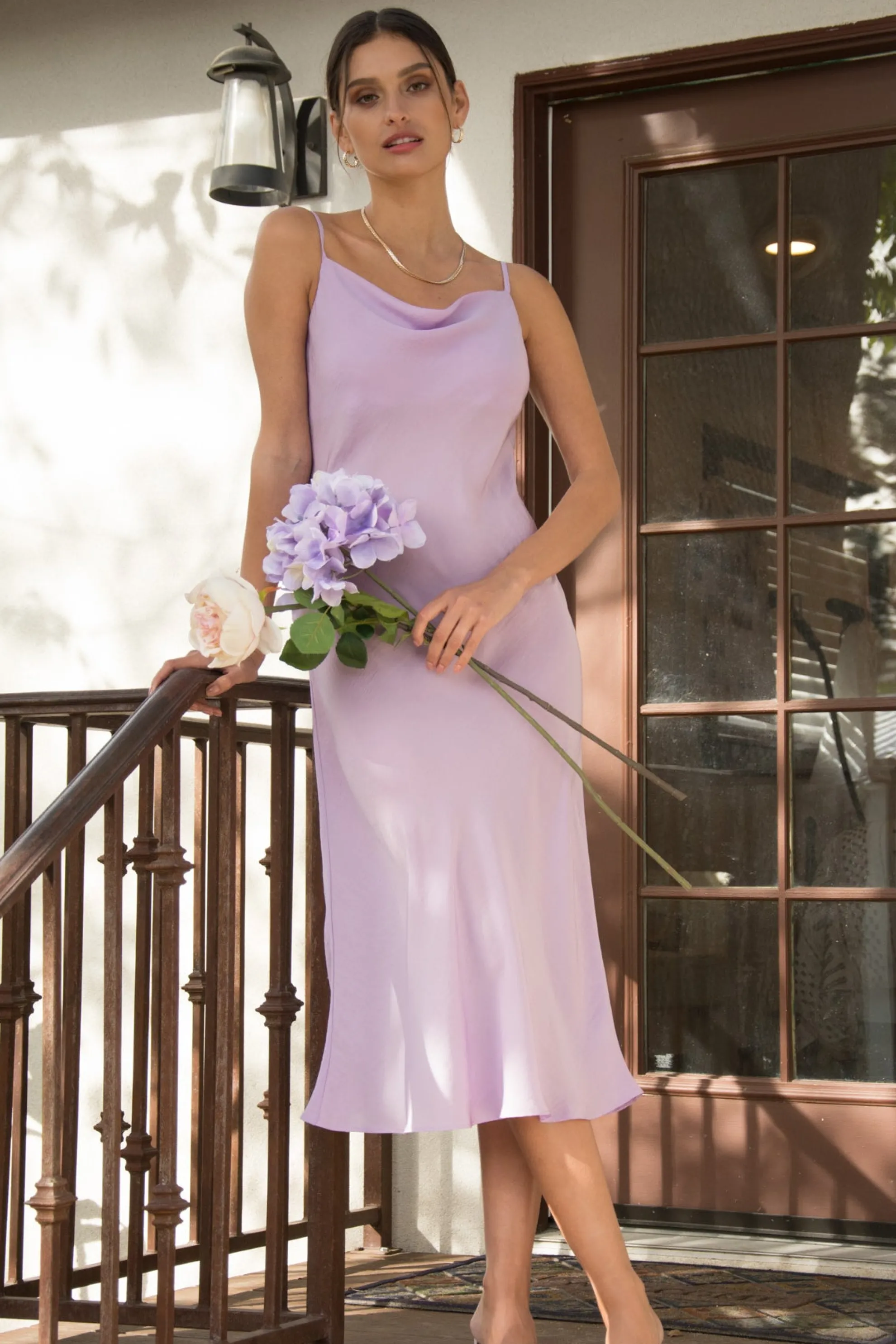 Cowl Neck Bias Dress