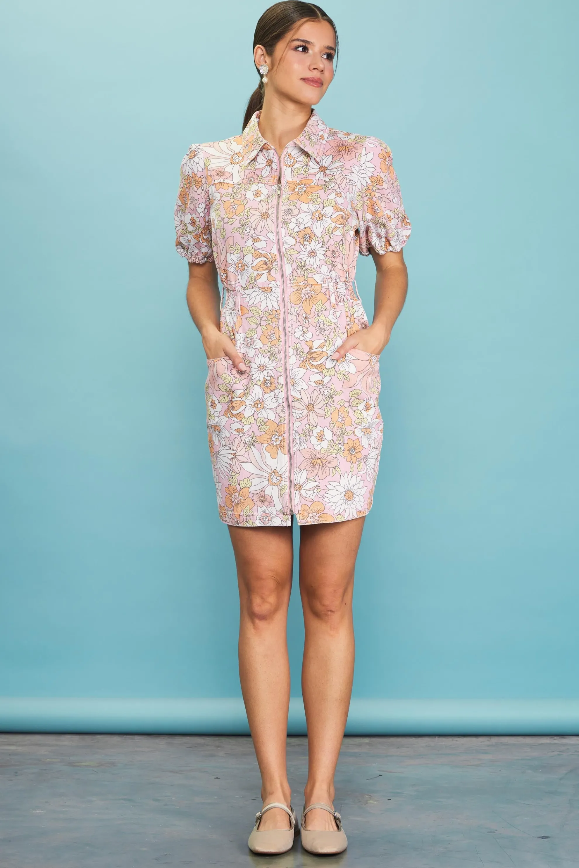 Retro Collared Mini Dress