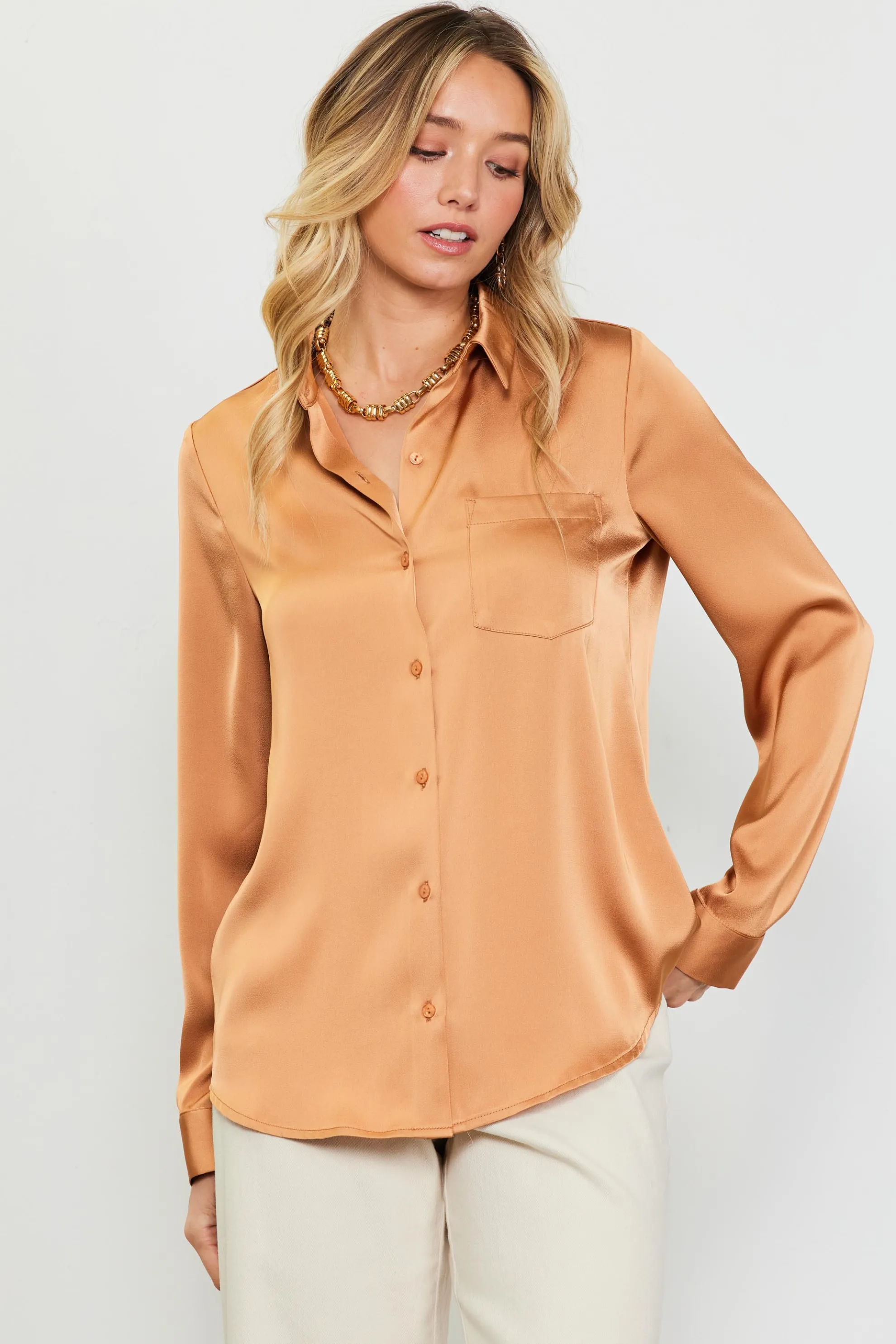 Satin Button Down Top