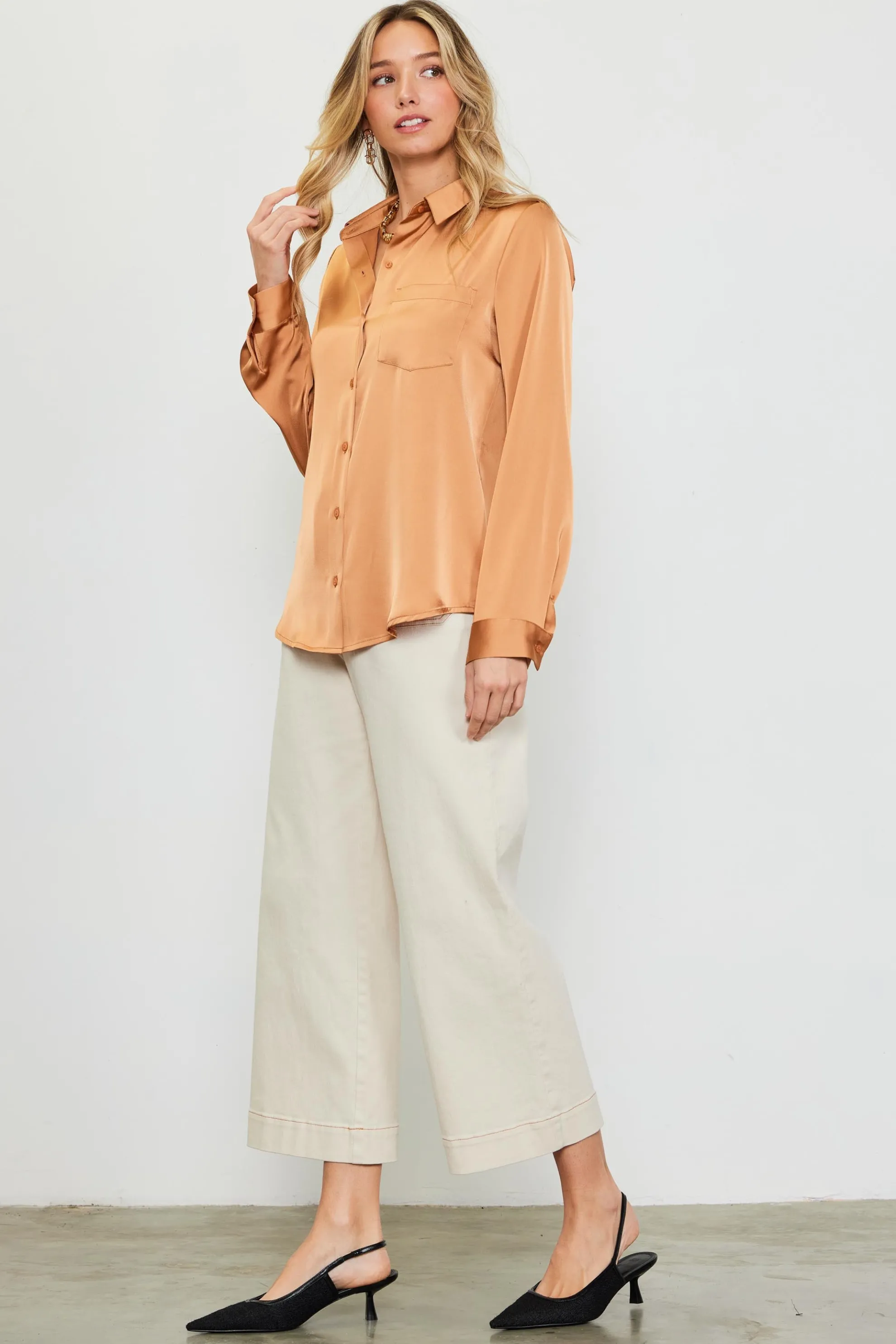 Satin Button Down Top