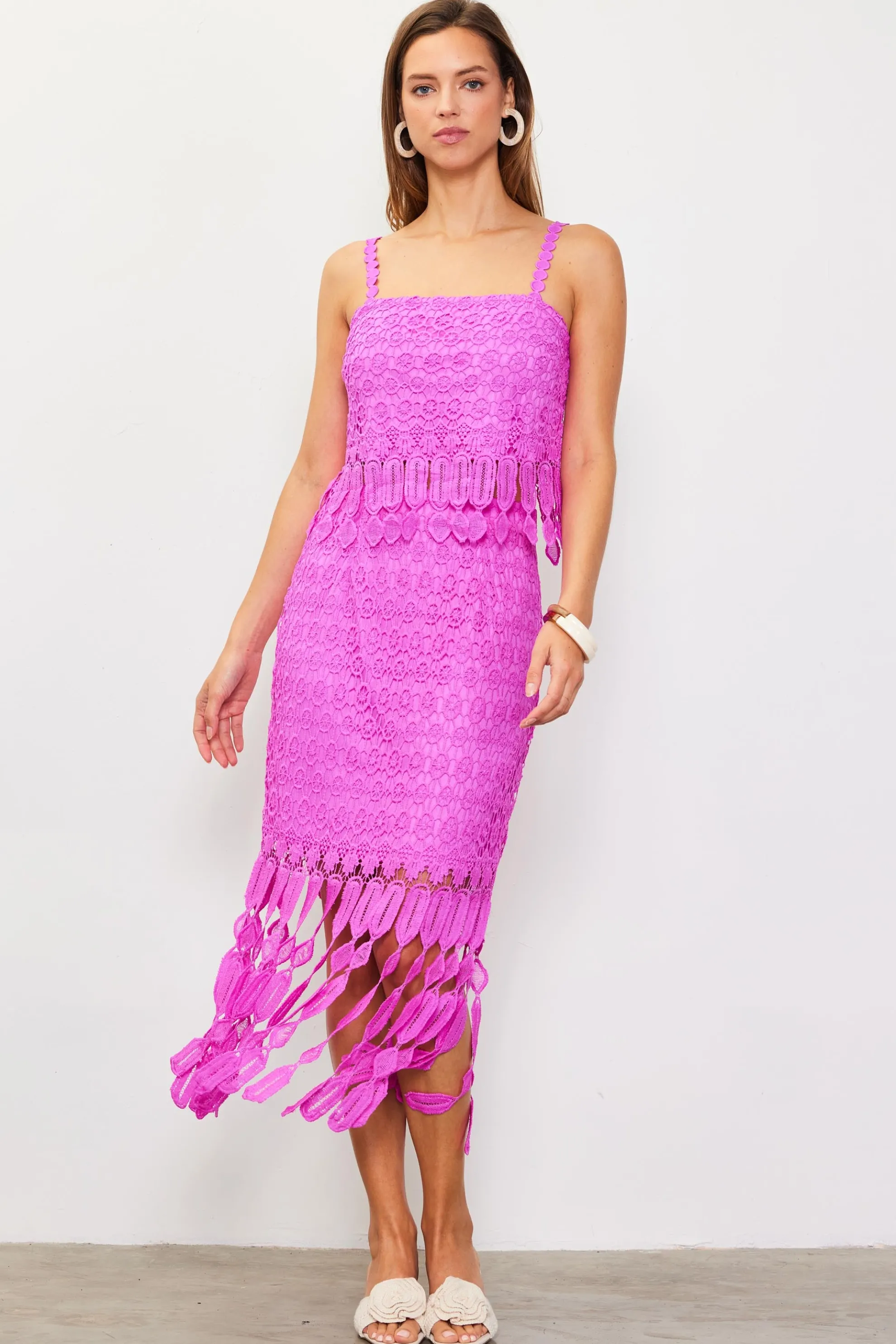 Crochet Midi Skirt with Fringe Detail