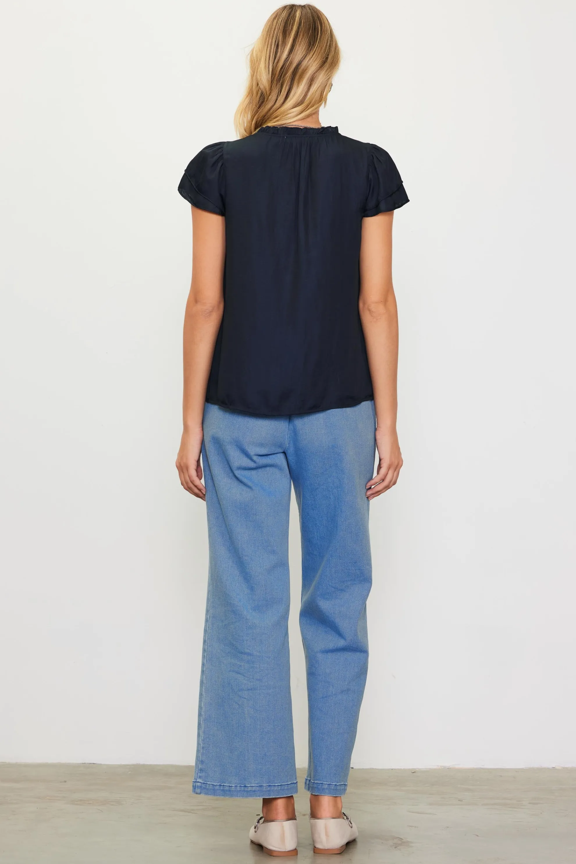 Satin Ruffled Detail Top