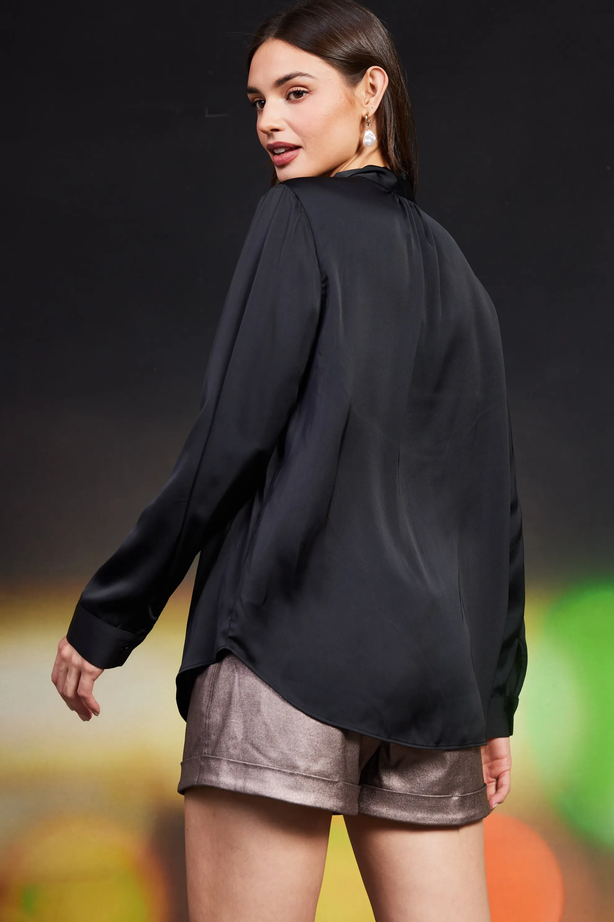 Recycled Tie Detail Blouse