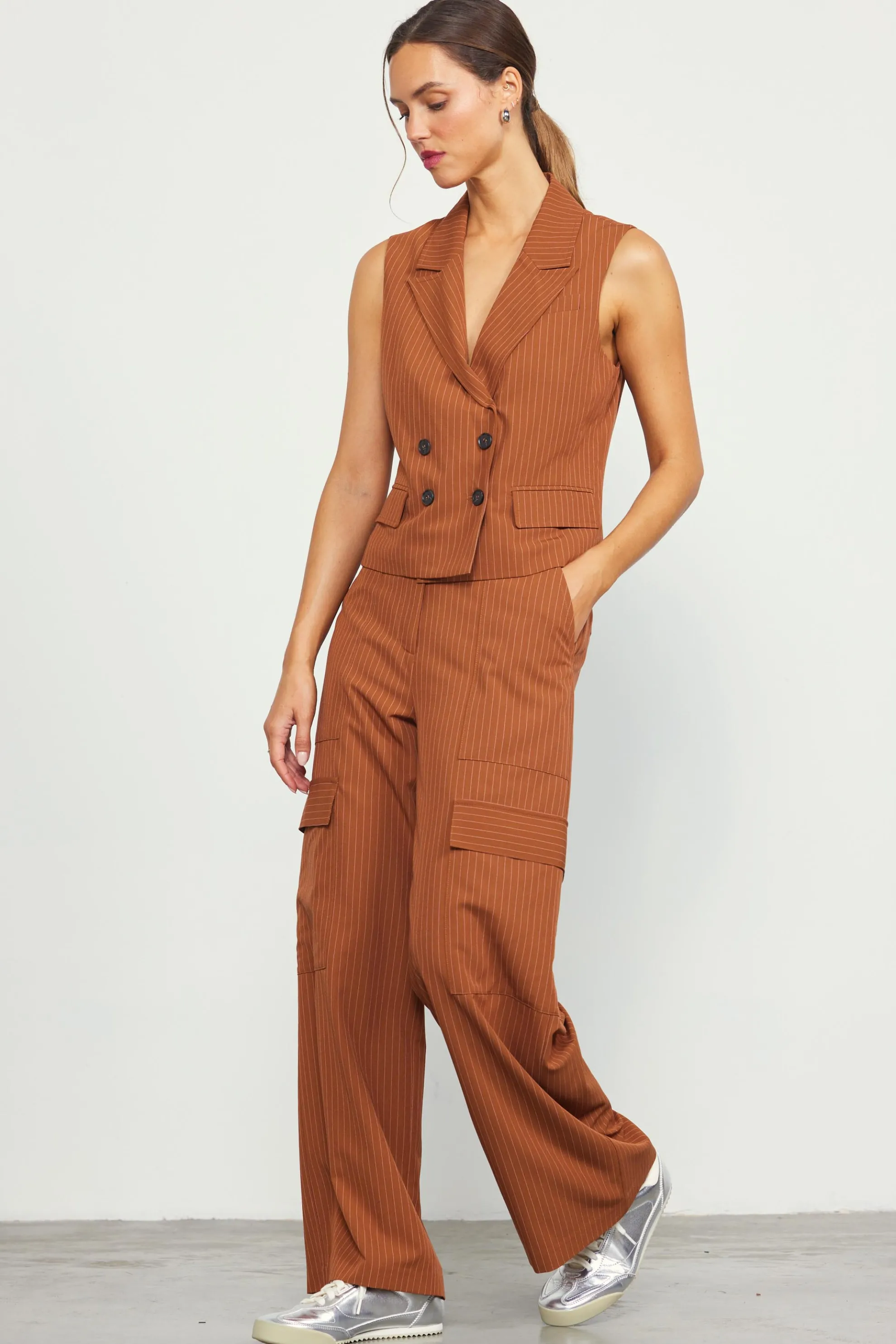 Pinstriped Double Breasted Vest