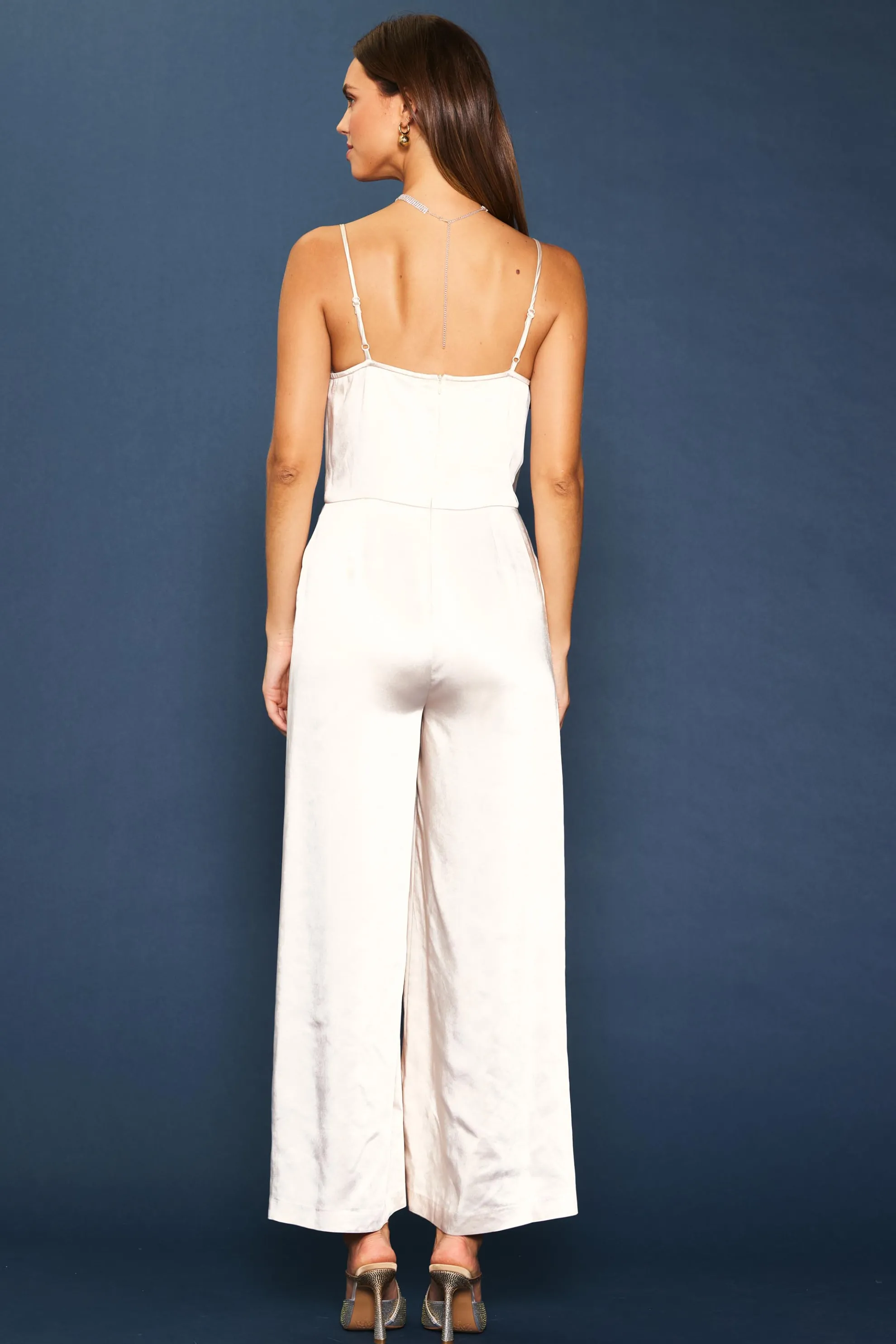 Cowl Neckline Satin Jumpsuit