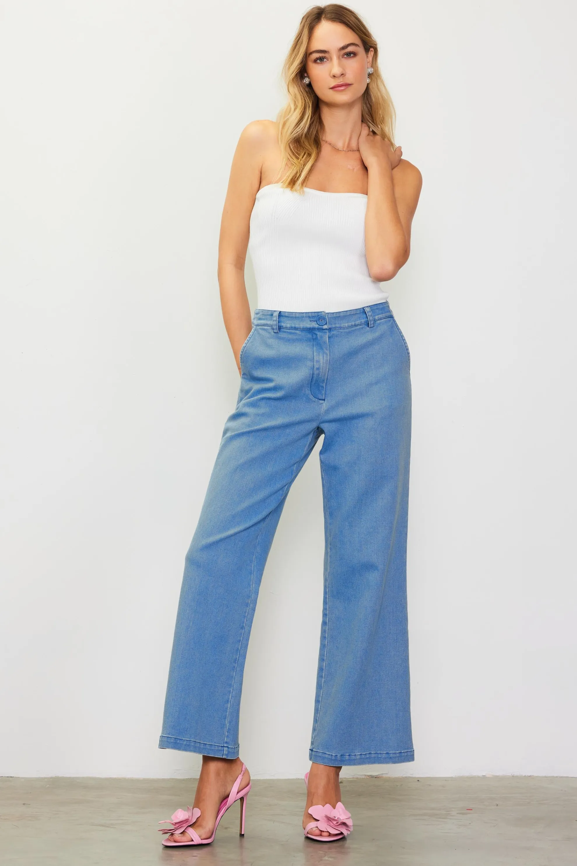 Washed Denim Trousers