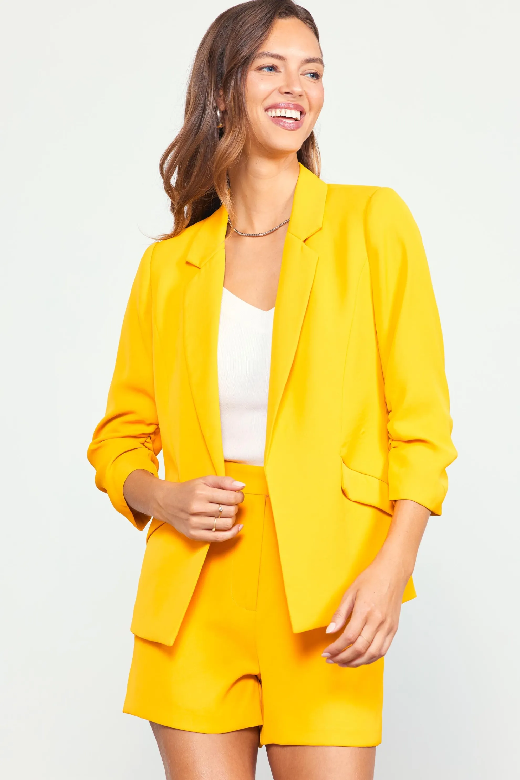 Recycled Shirred Sleeve Blazer