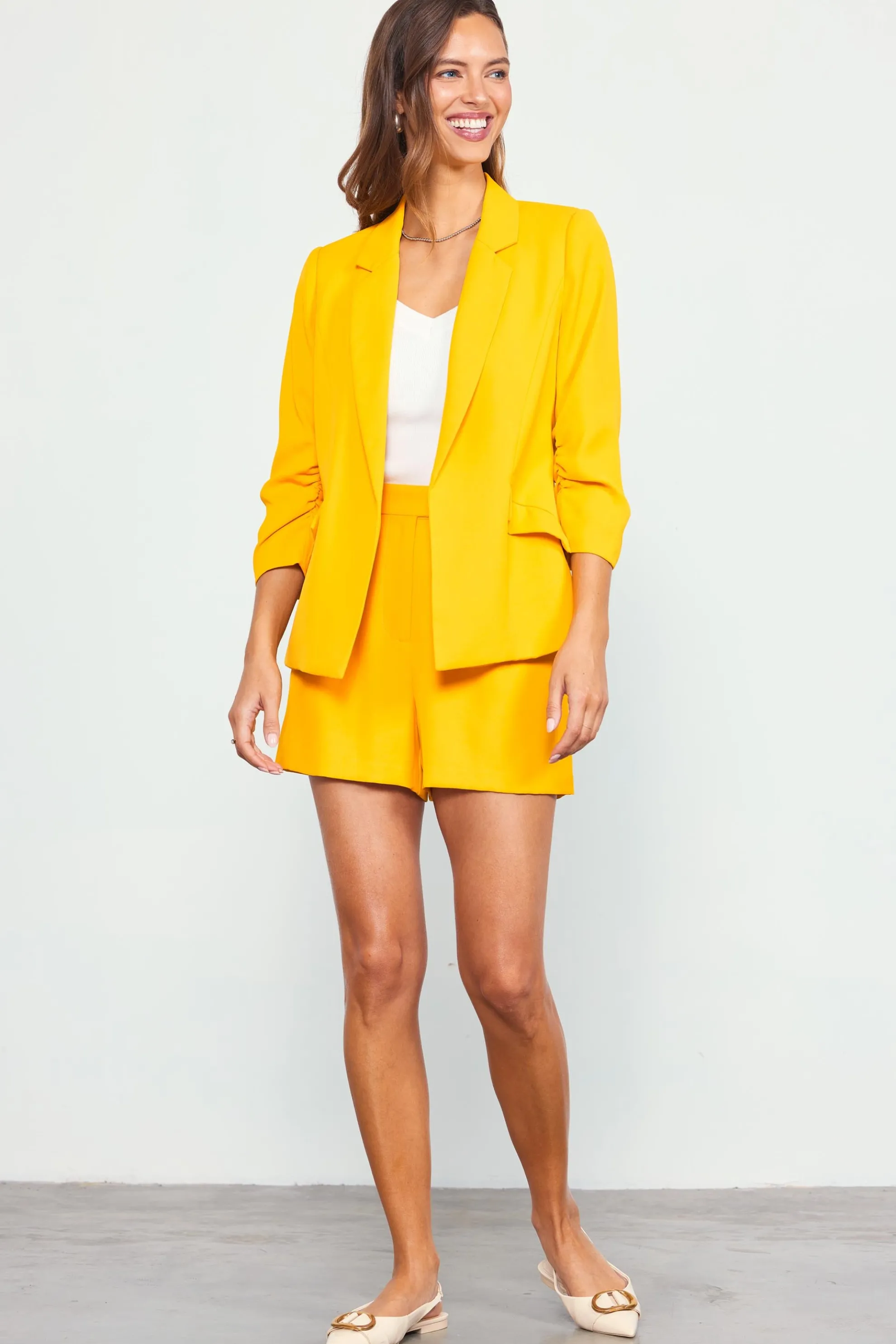 Recycled Shirred Sleeve Blazer