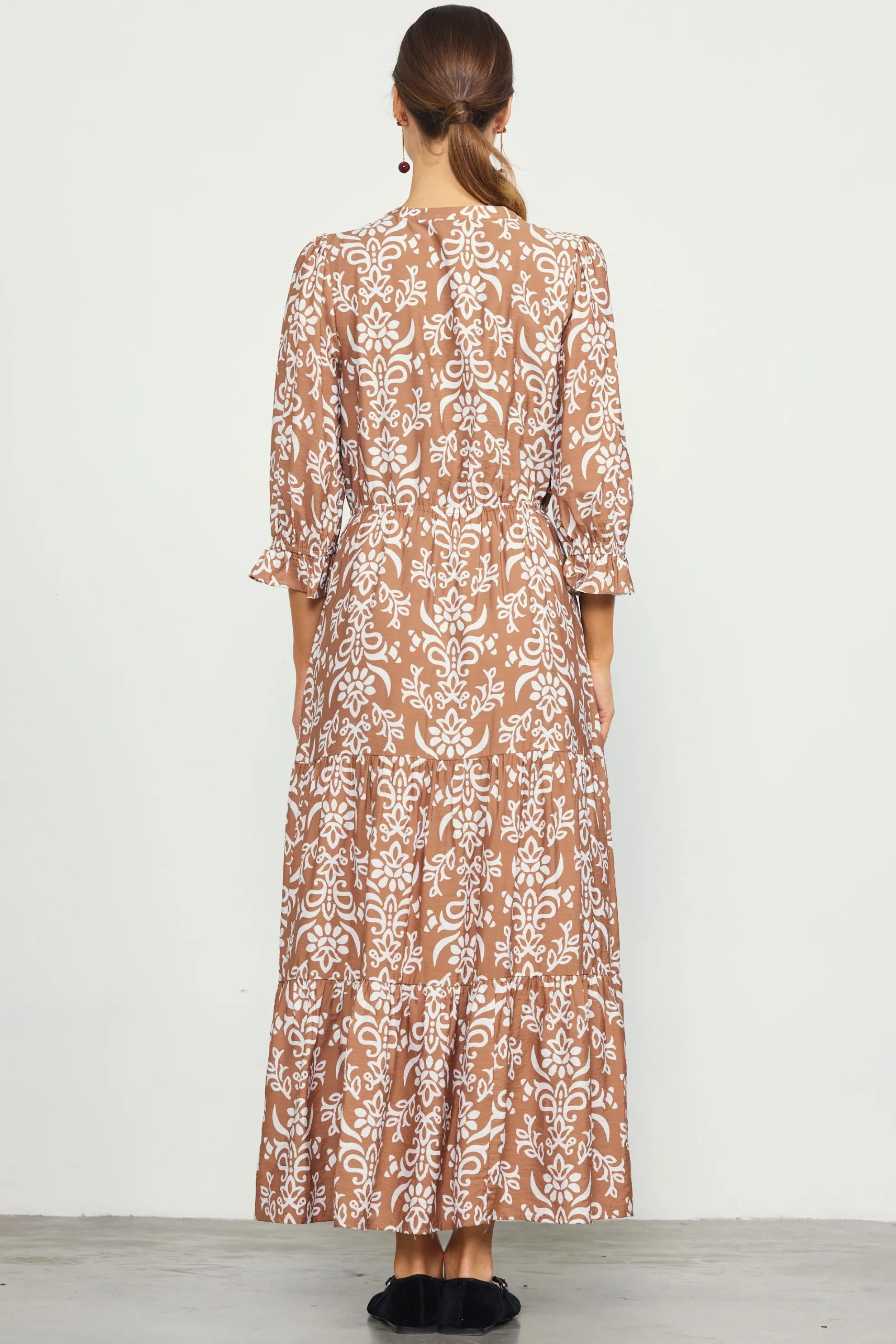 Skye Split Neck Ruffle Maxi Dress