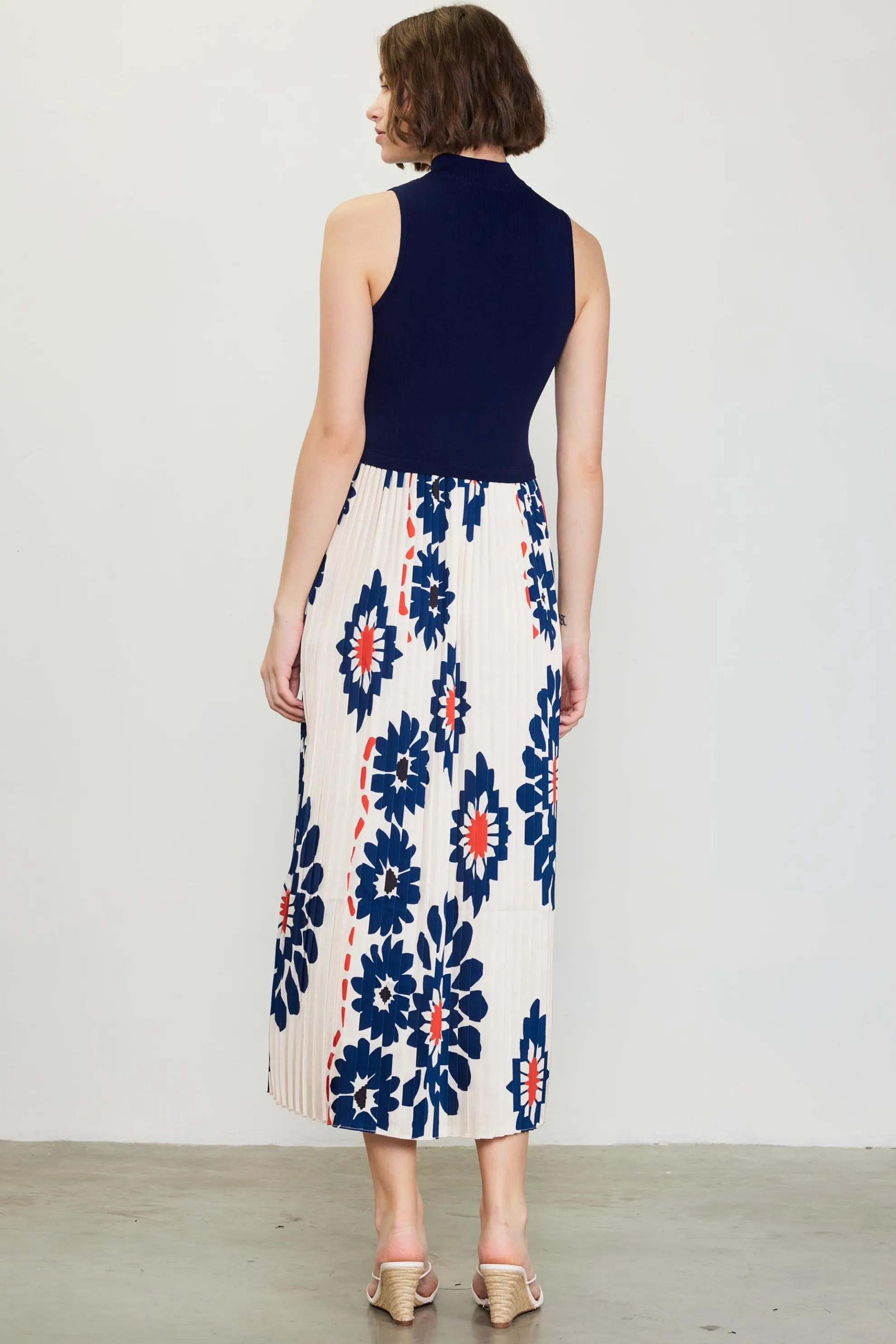 Floral Print Mixed Media Dress