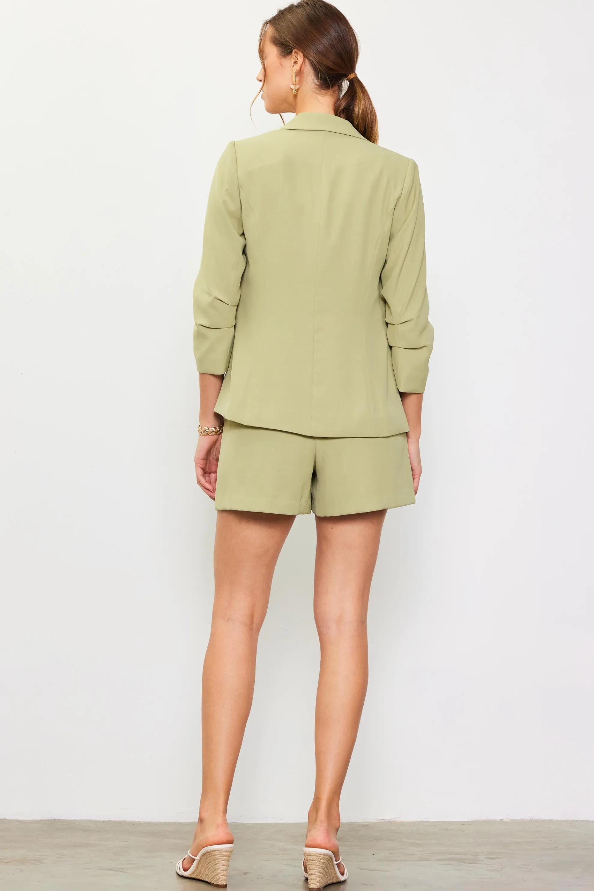 Recycled Shirred Sleeve Blazer