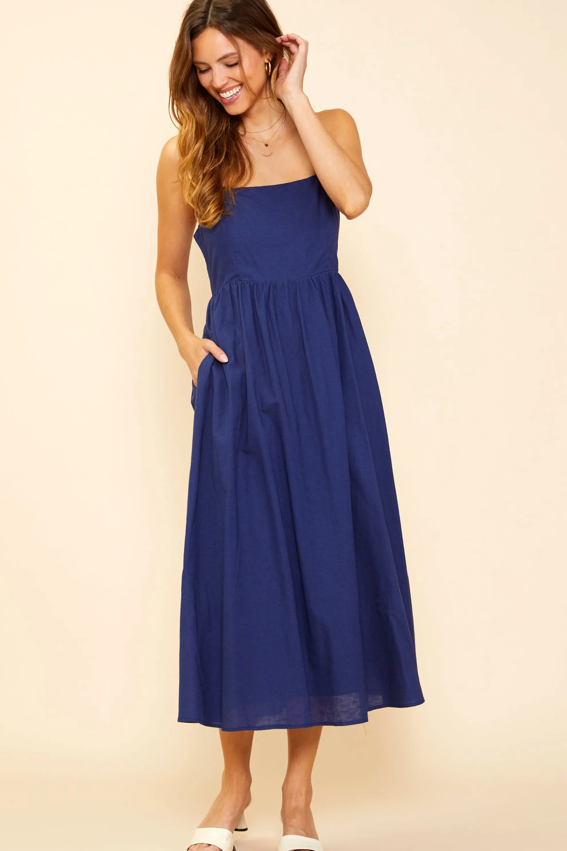 Criss Cross Back Tie Midi Dress