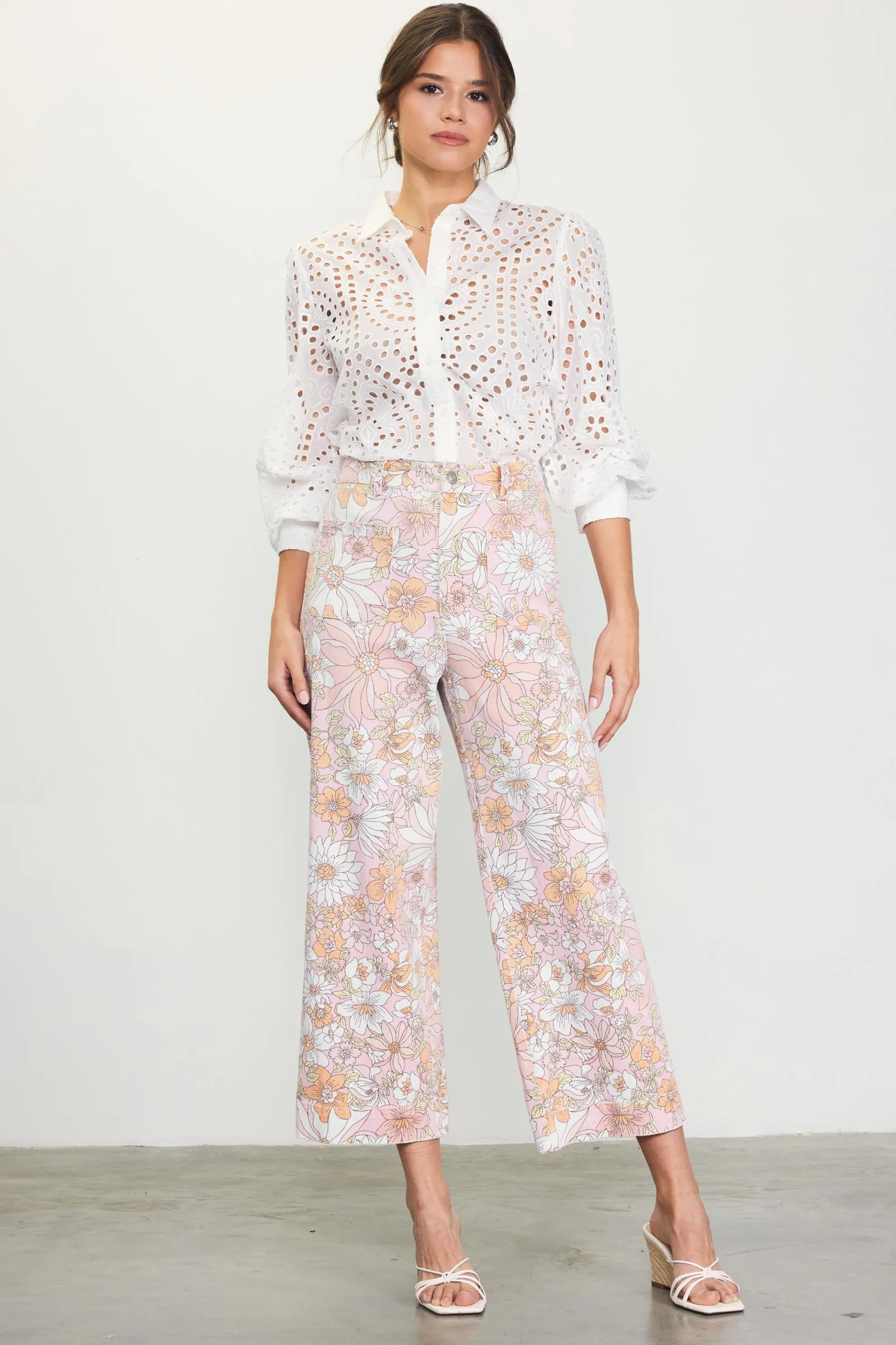 Retro Floral Wide Leg Pants
