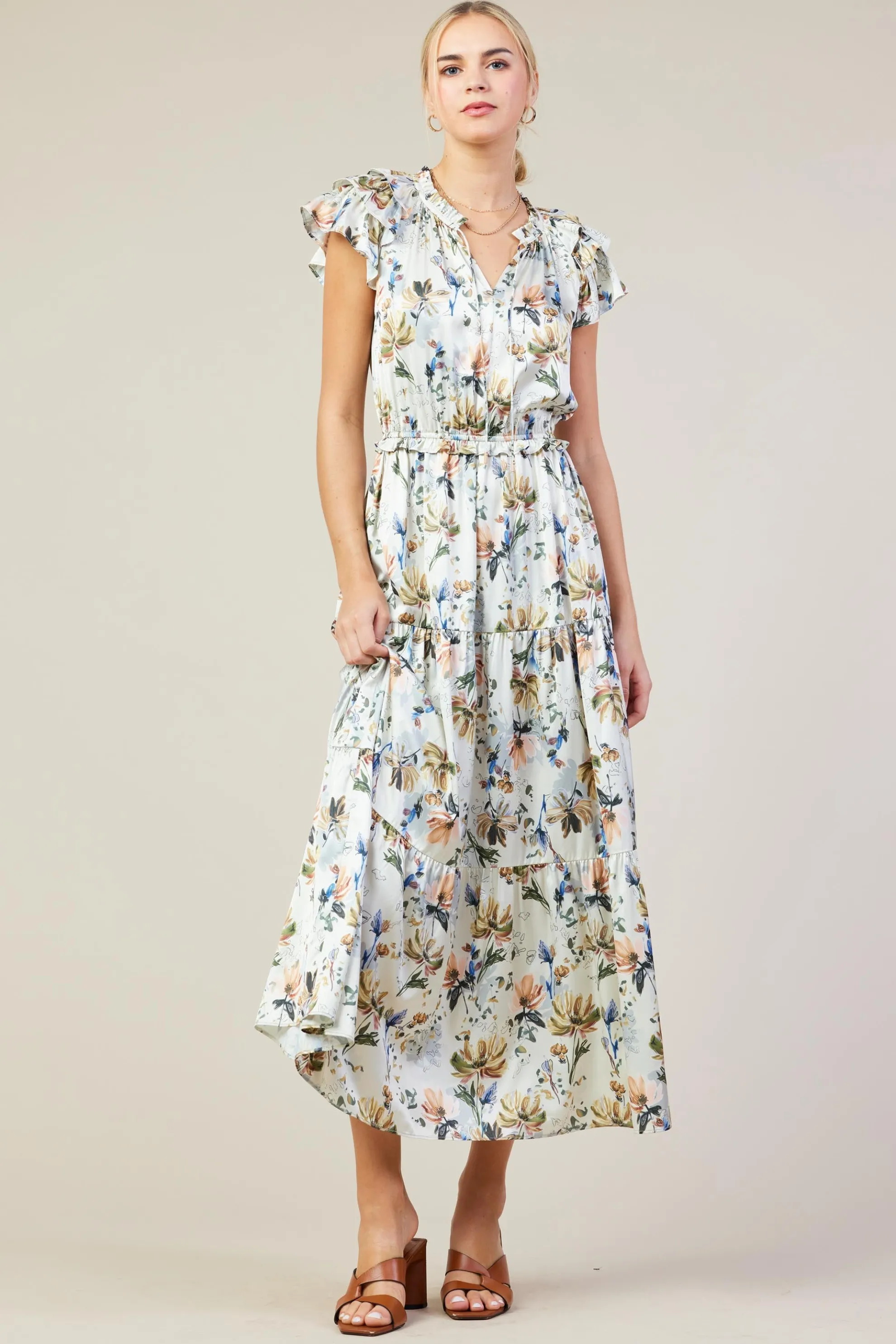 Amani Floral Print Sleeveless Maxi Dress