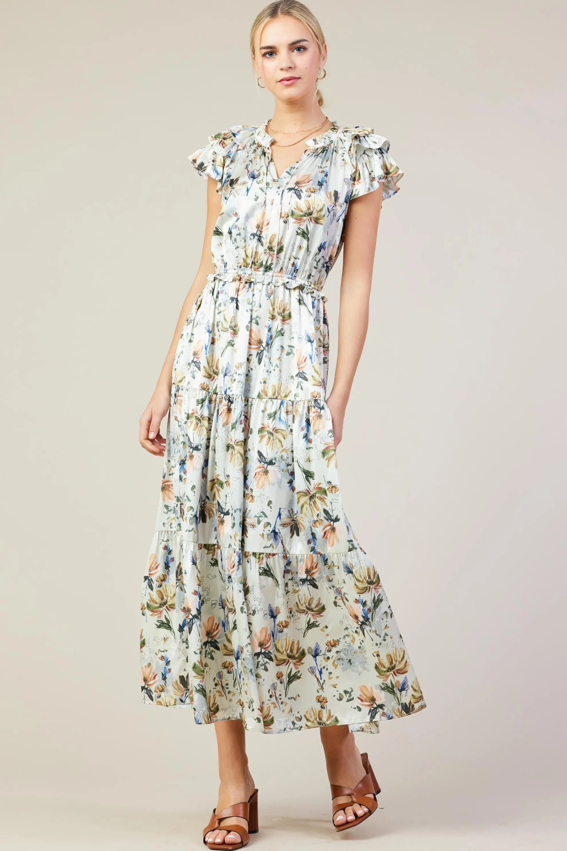 Amani Floral Print Sleeveless Maxi Dress