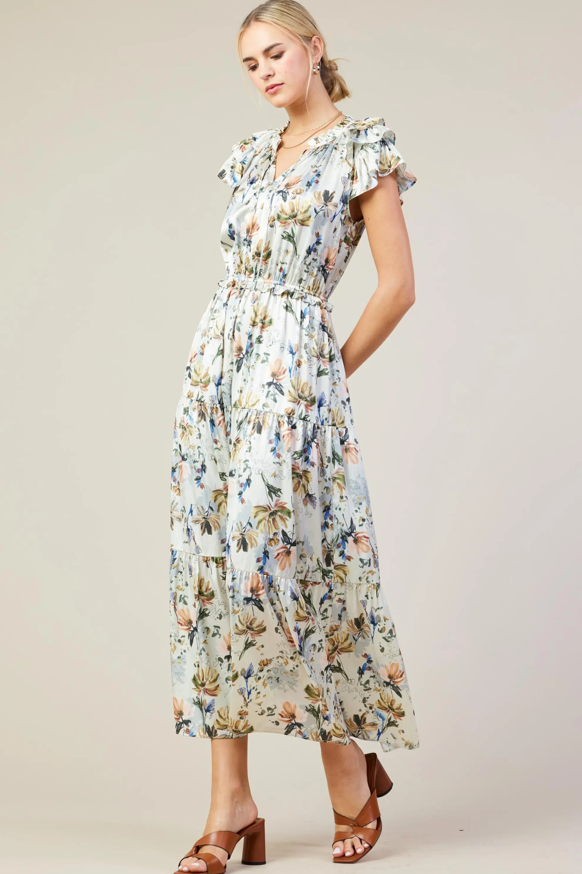 Amani Floral Print Sleeveless Maxi Dress