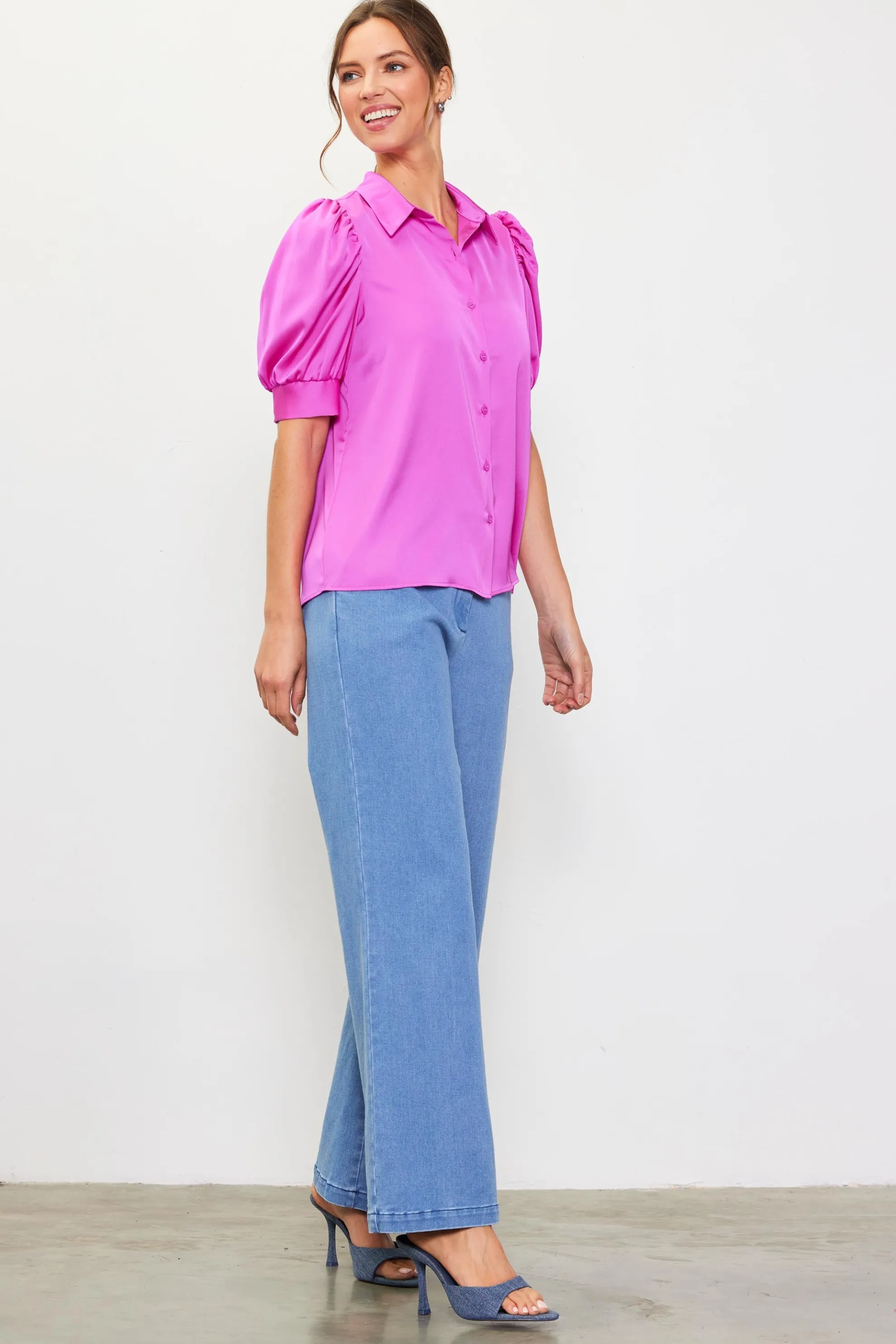 Recycled Shirred Sleeve Blouse