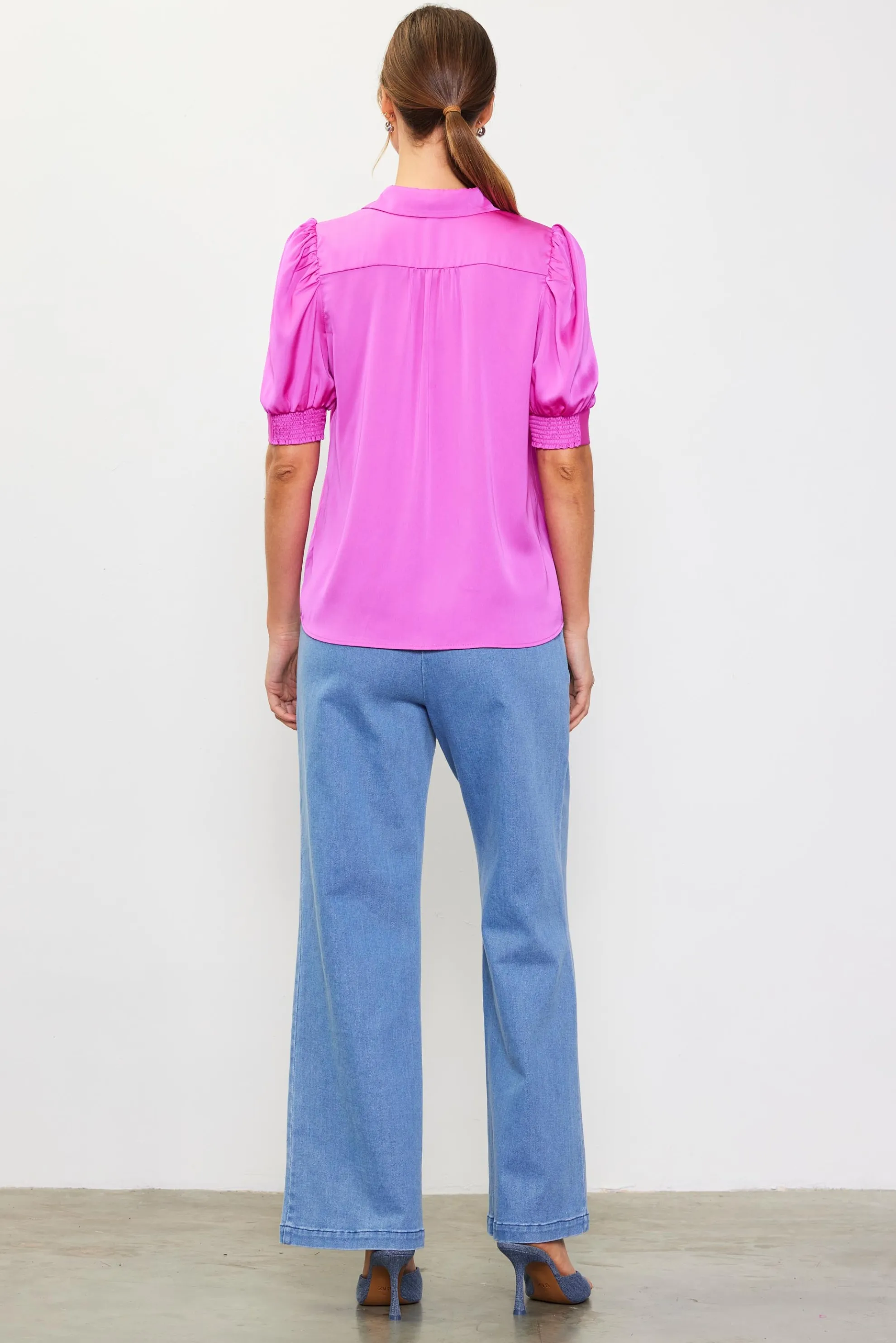 Recycled Shirred Sleeve Blouse