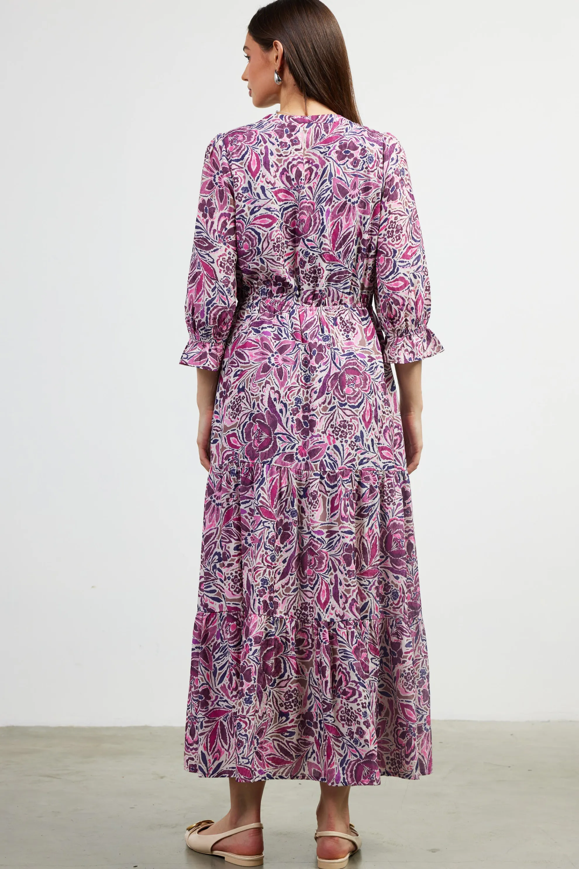 Jacquard Floral Motif Maxi Dress