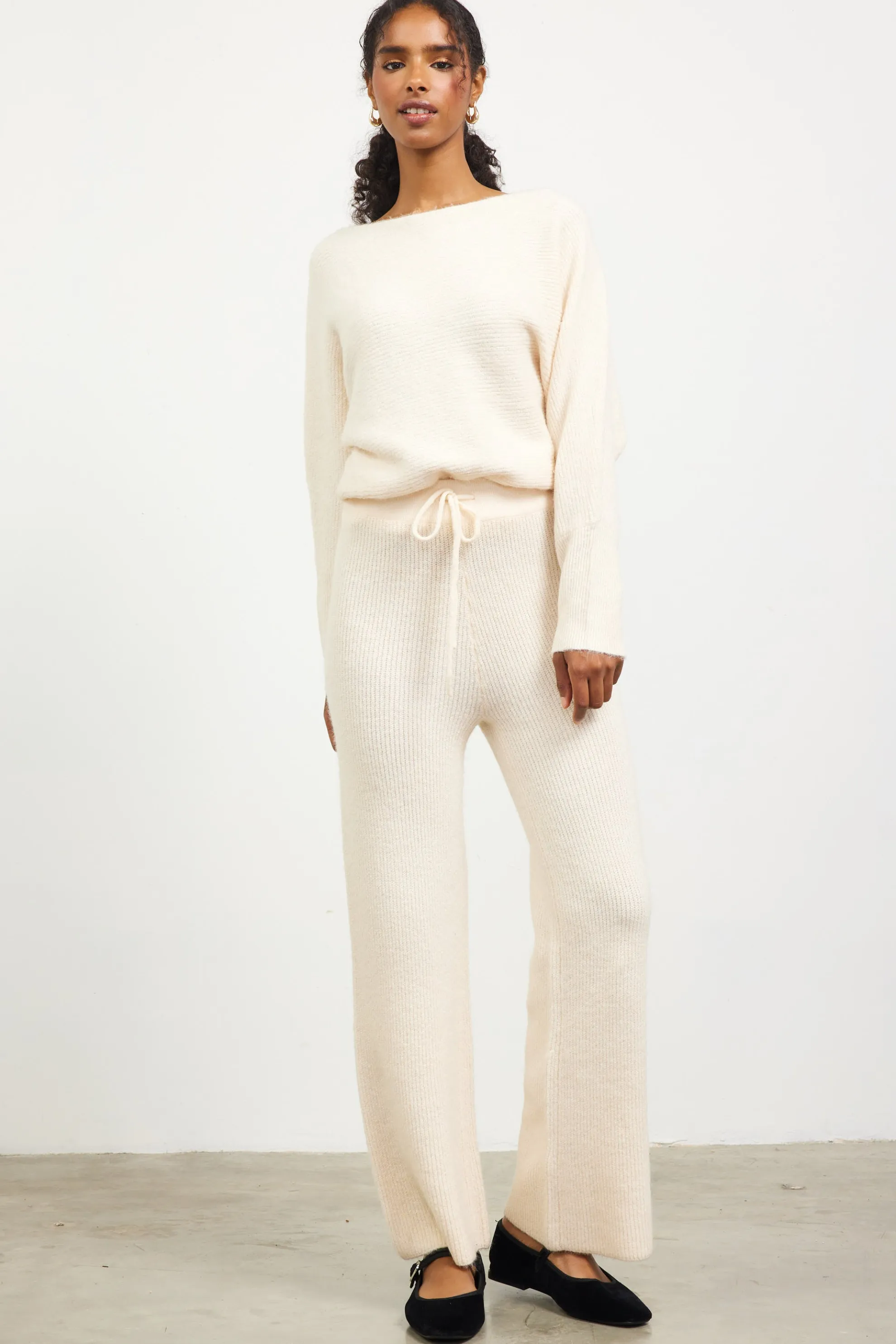 Ribbed Knit Wide Leg Pants