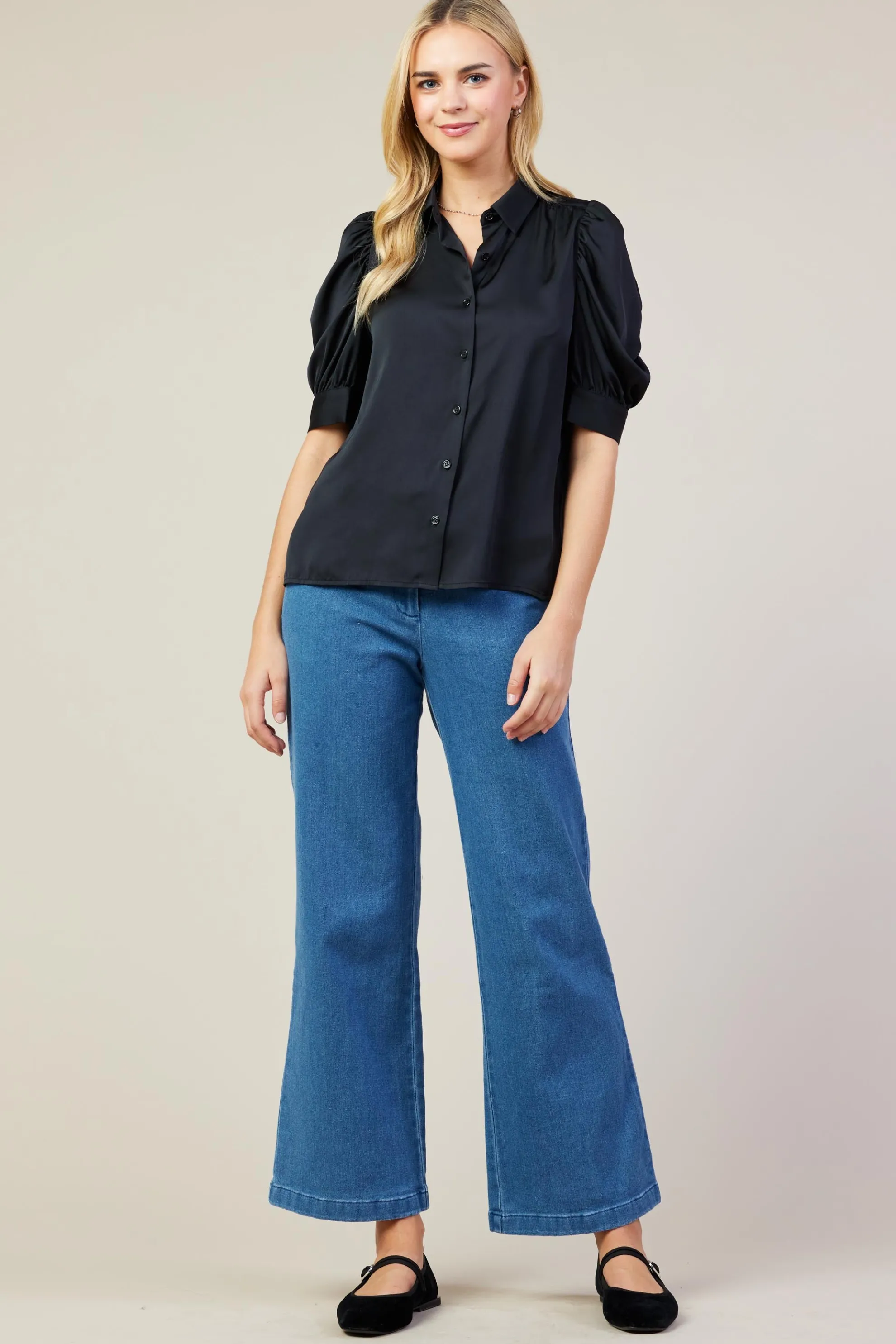 Recycled Shirred Sleeve Blouse