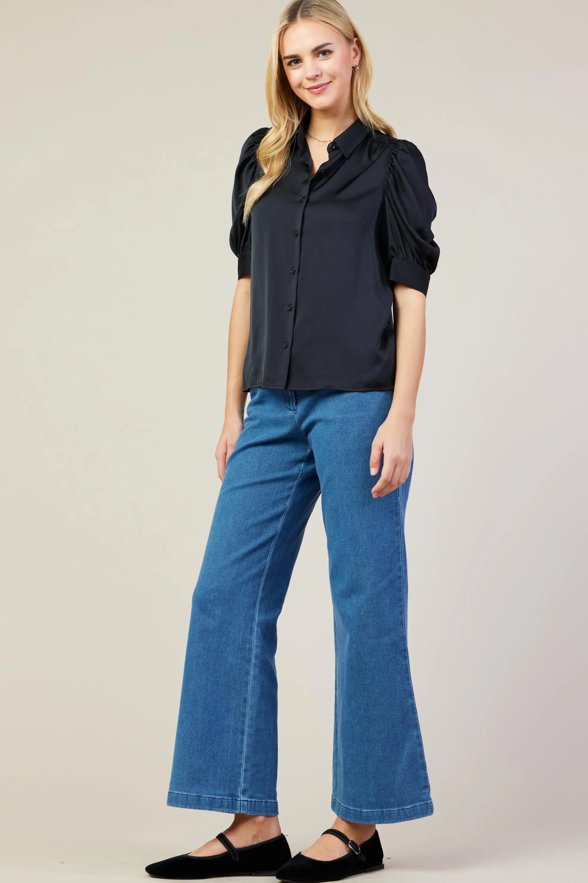 Recycled Shirred Sleeve Blouse