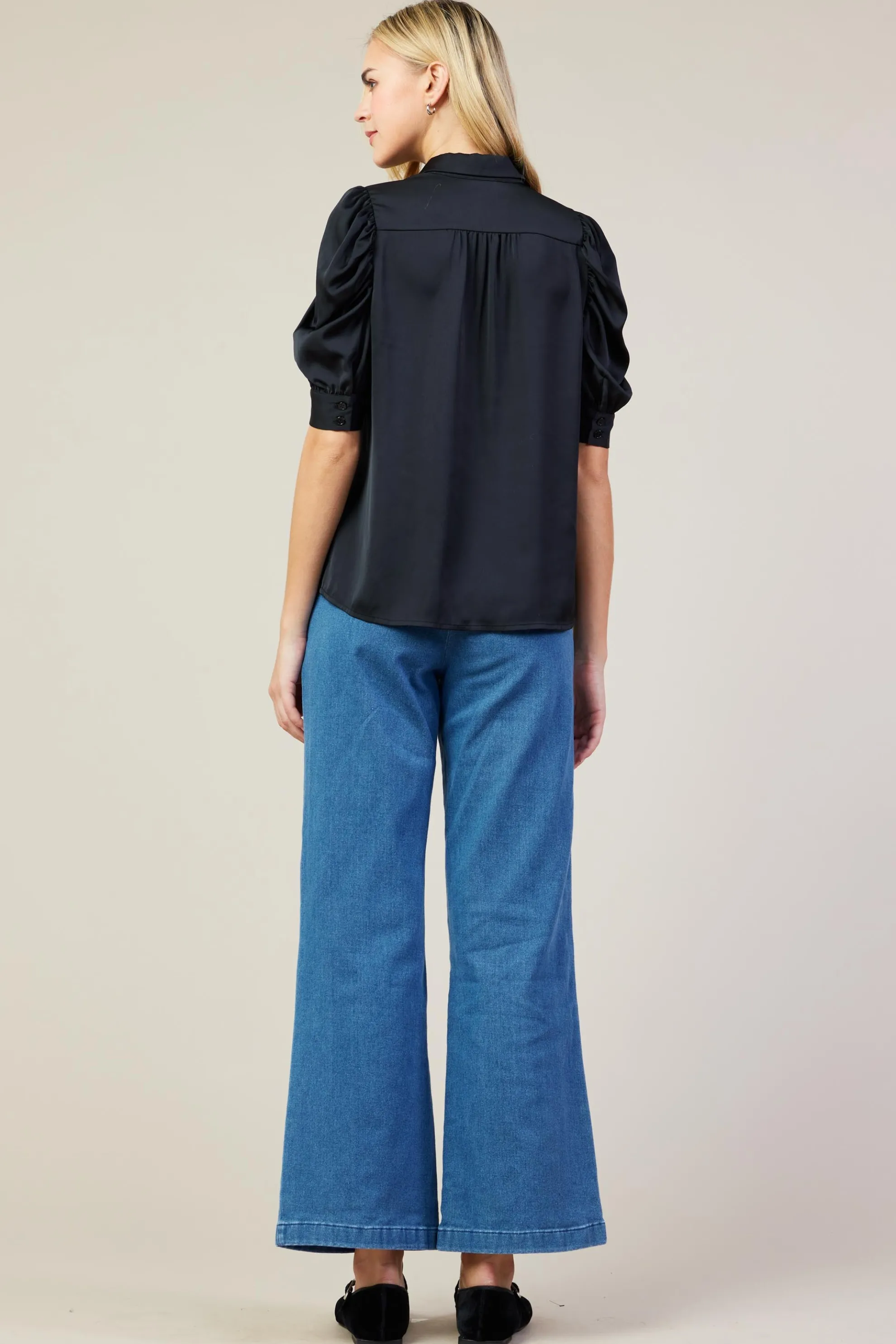 Recycled Shirred Sleeve Blouse