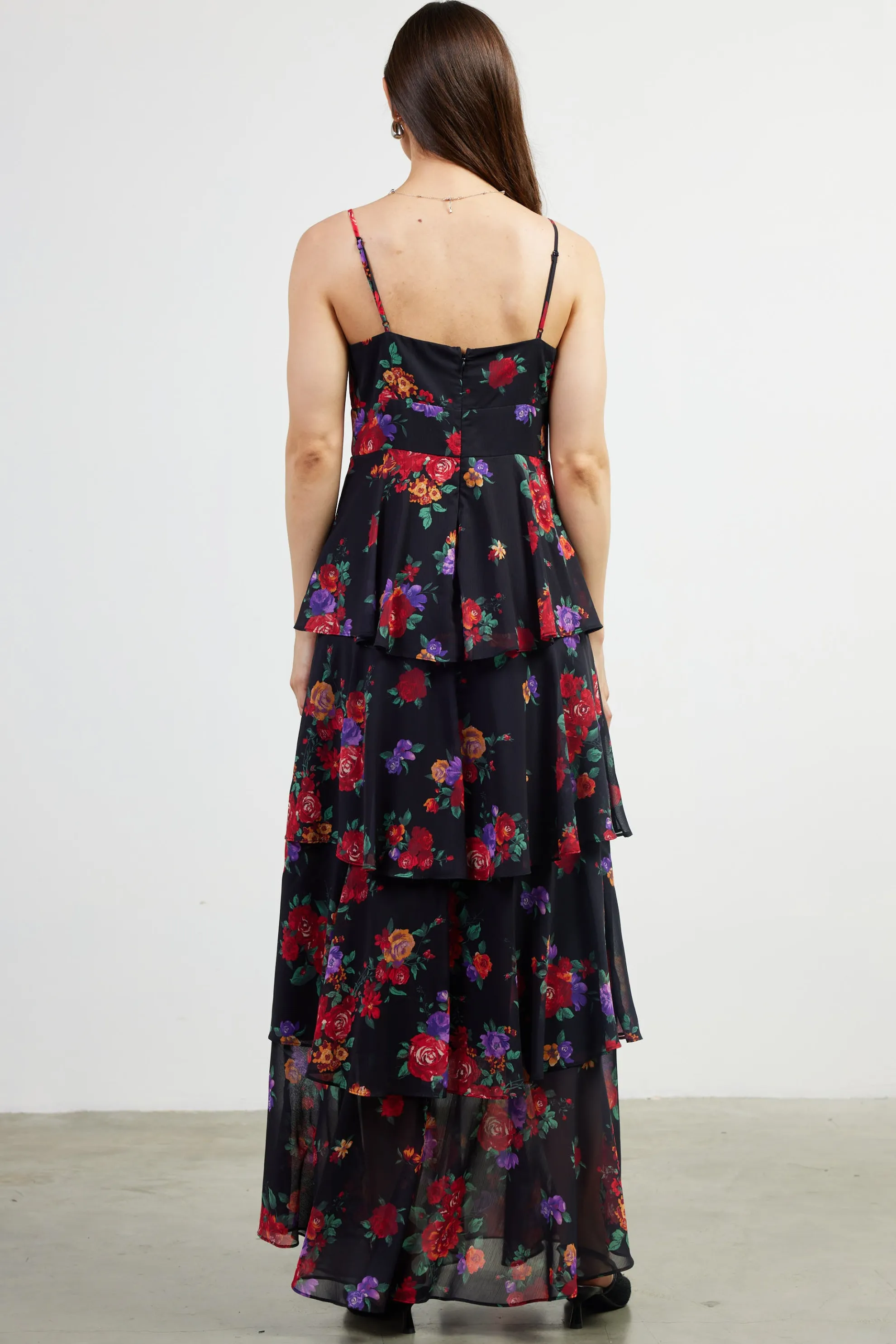 Mel Floral Print Tiered Maxi Dress