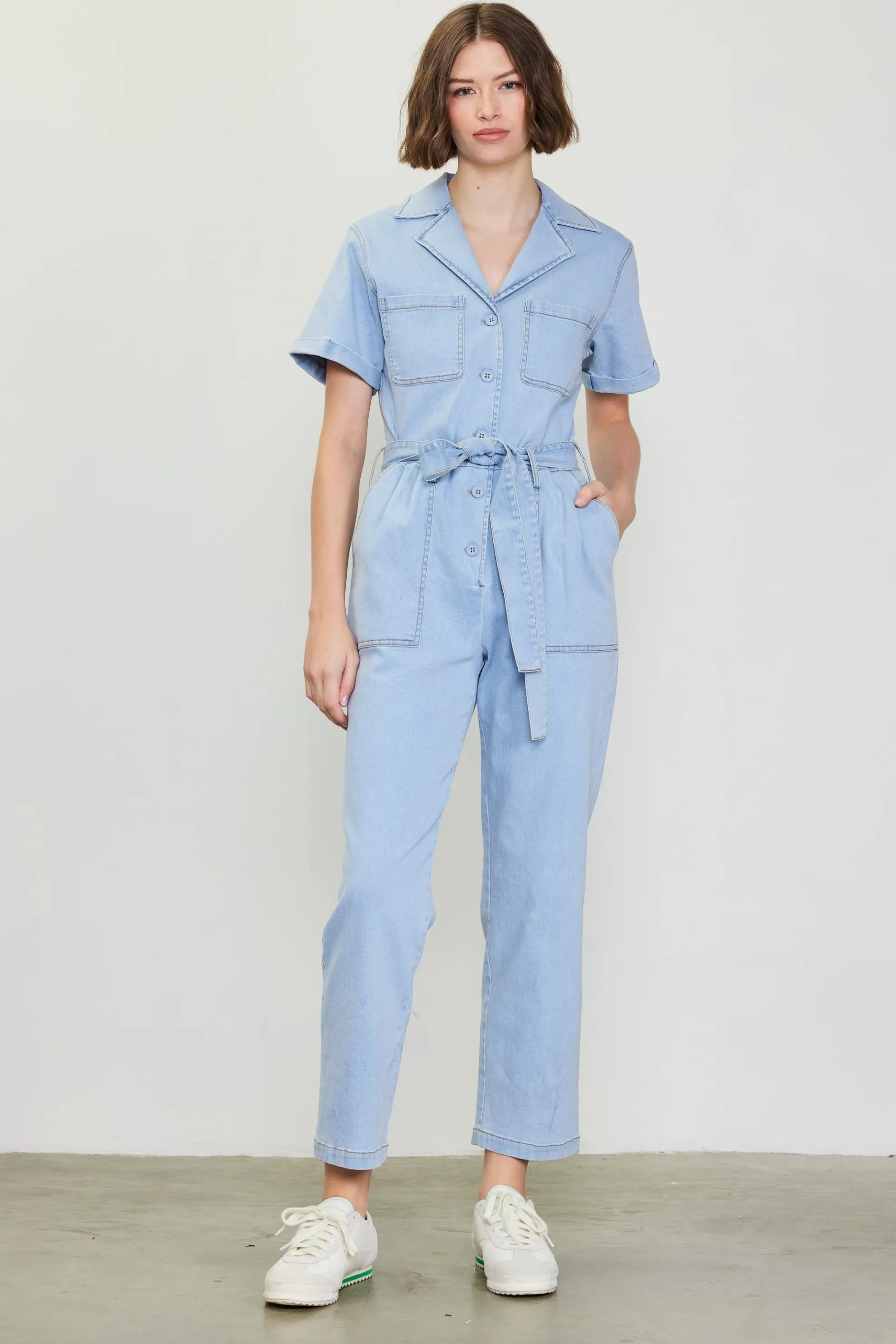 Chambray Washed Utility Jumpsuit