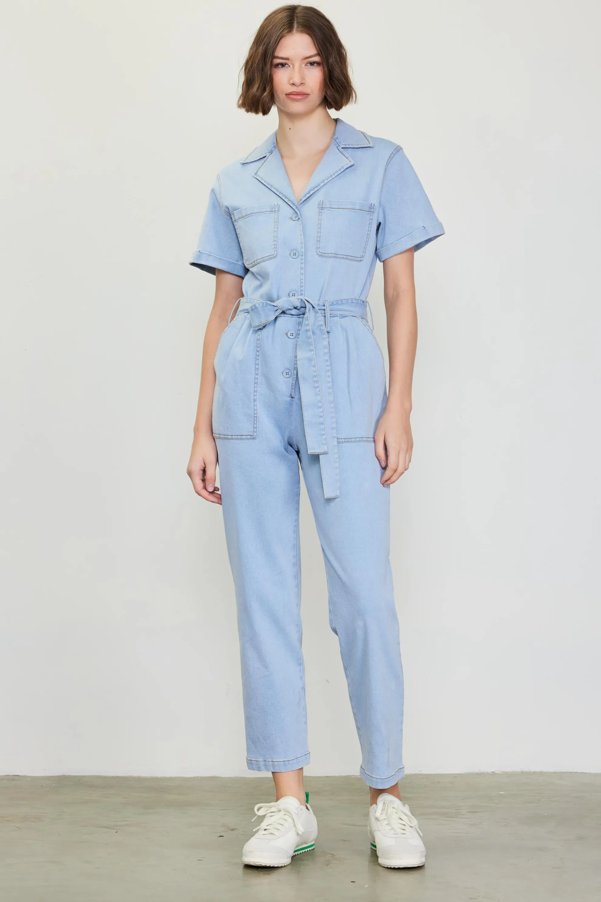 Chambray Washed Utility Jumpsuit