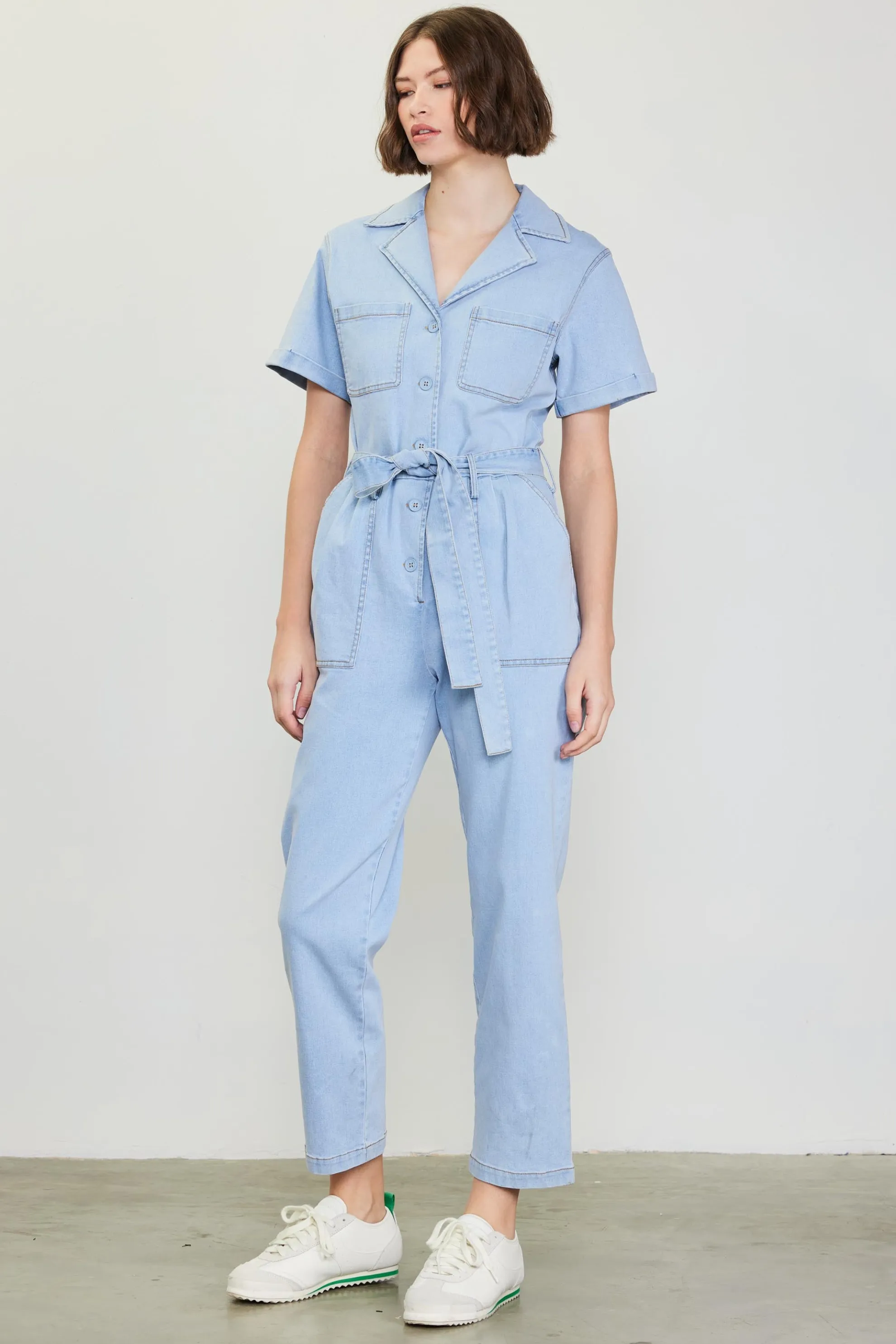 Chambray Washed Utility Jumpsuit