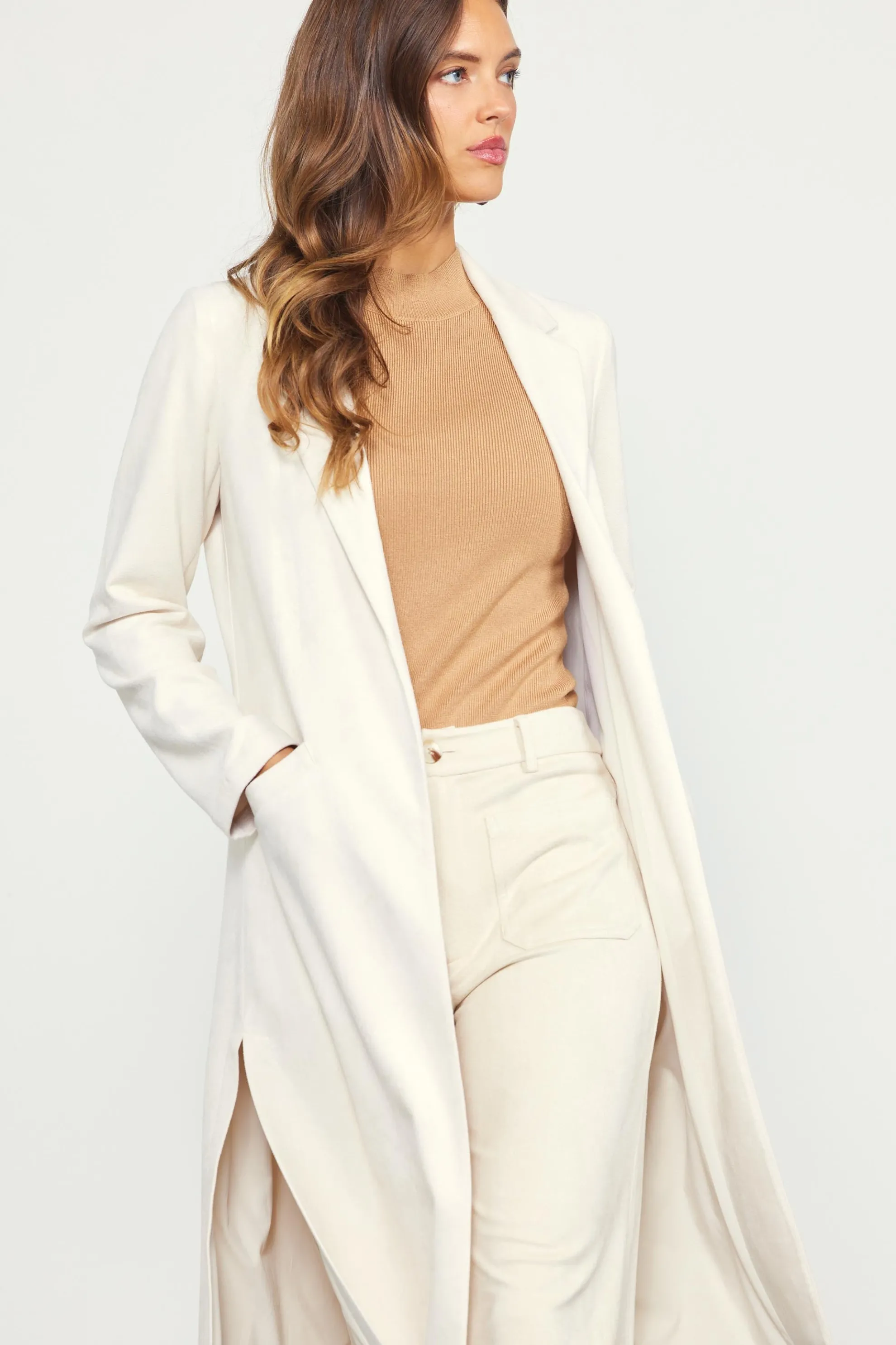 Faux Suede Duster Coat