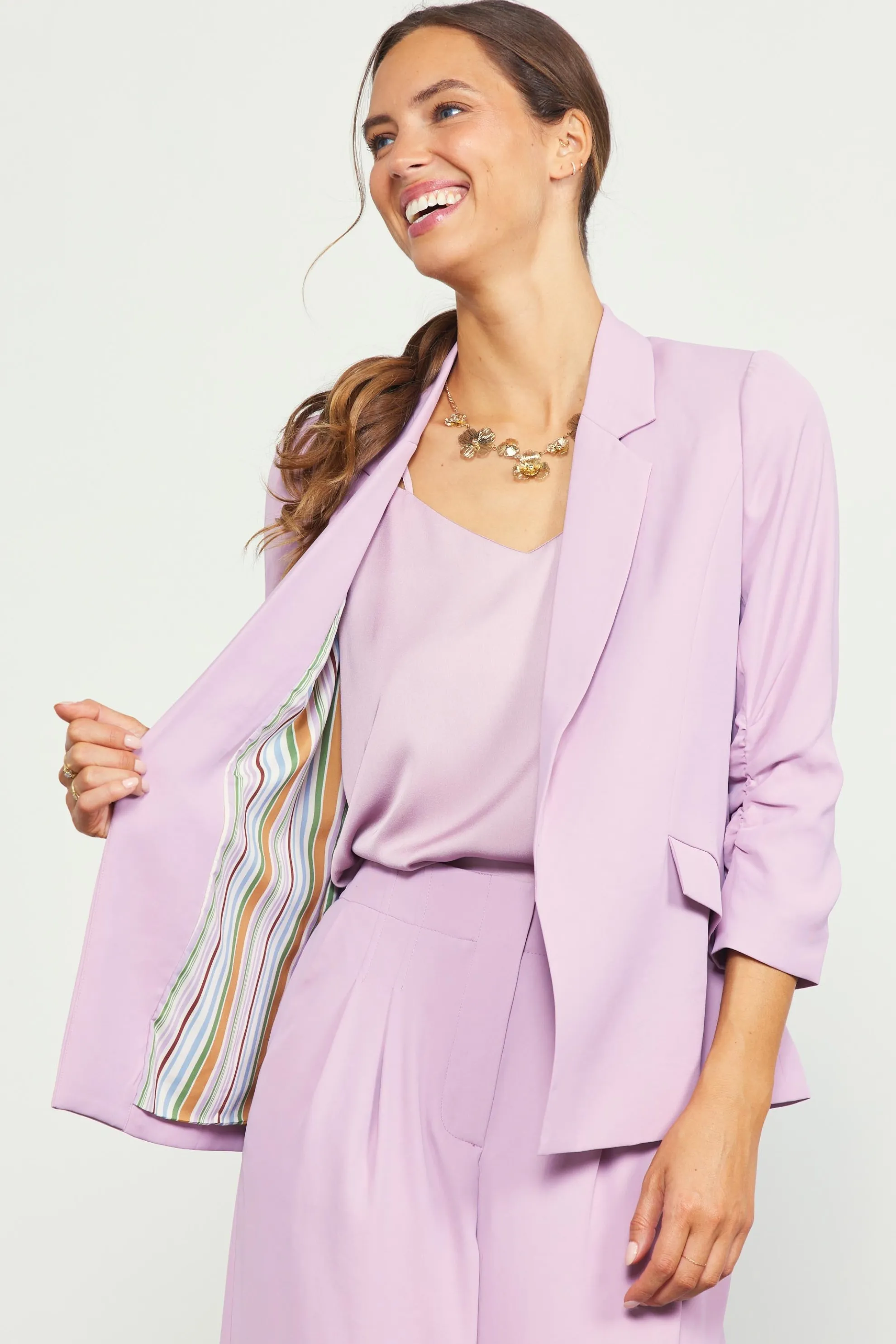 Recycled Shirred Sleeve Blazer