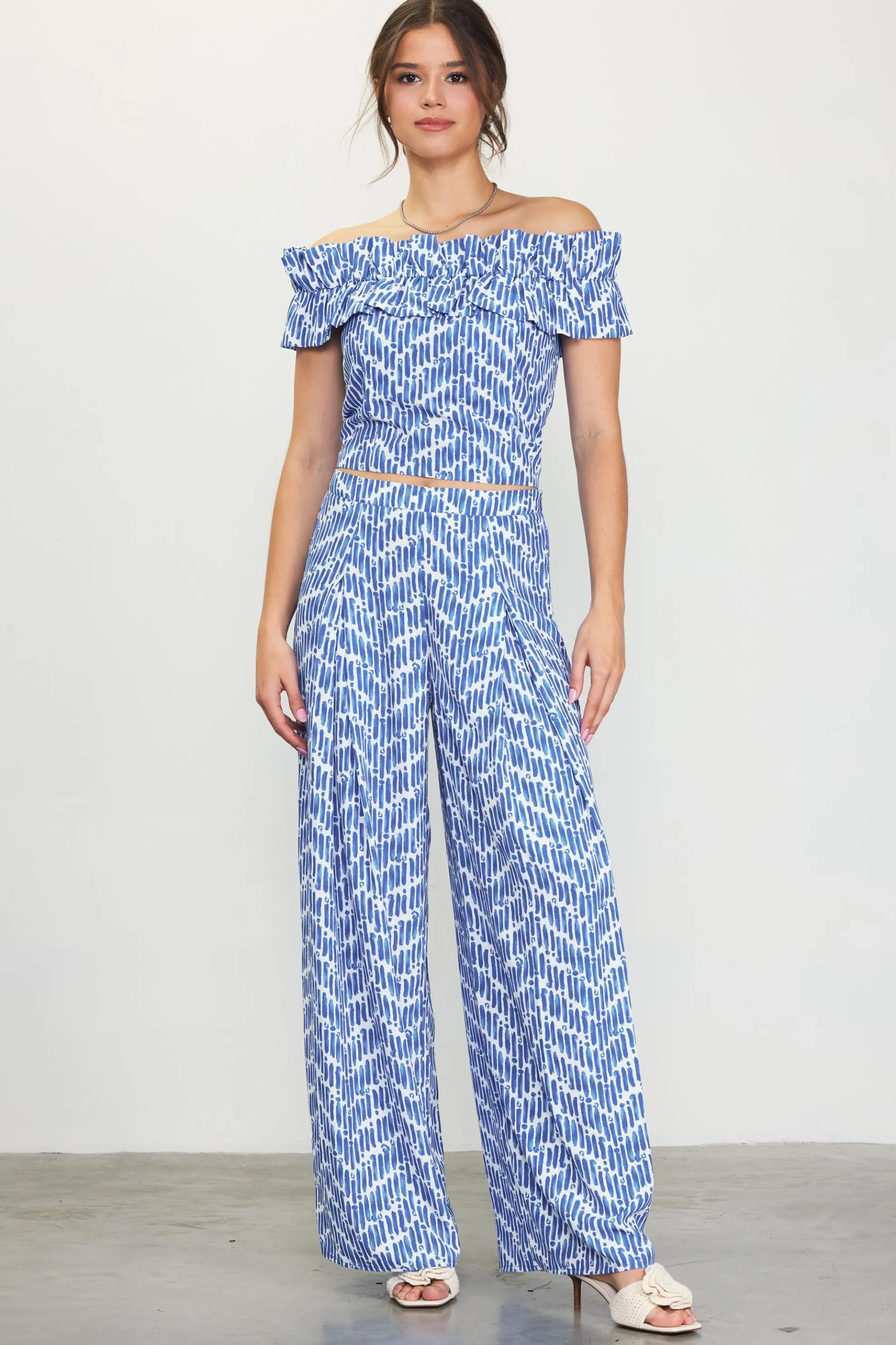 Printed Wide-Leg Pants