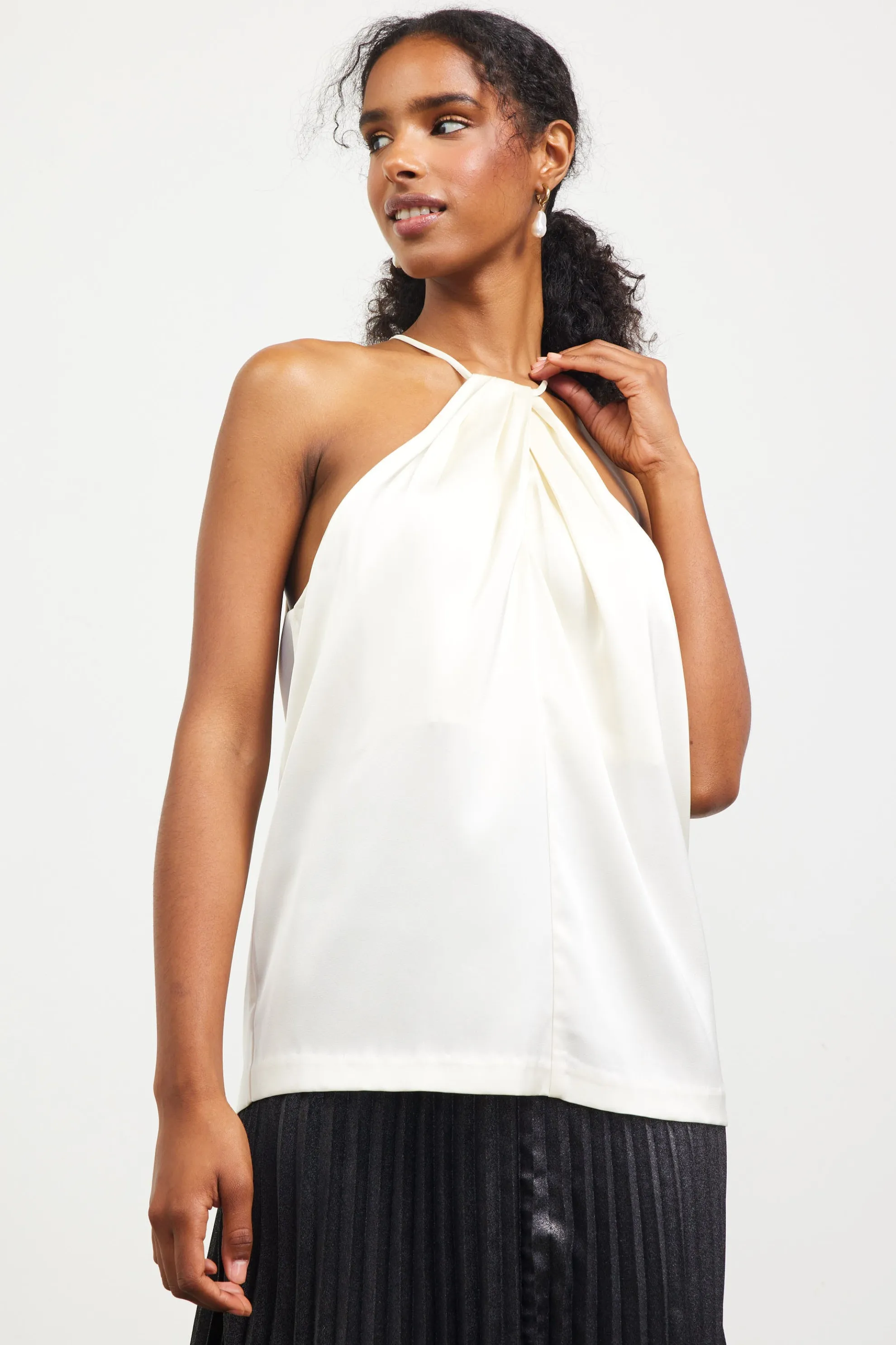 Pleated Detailing Halter Top