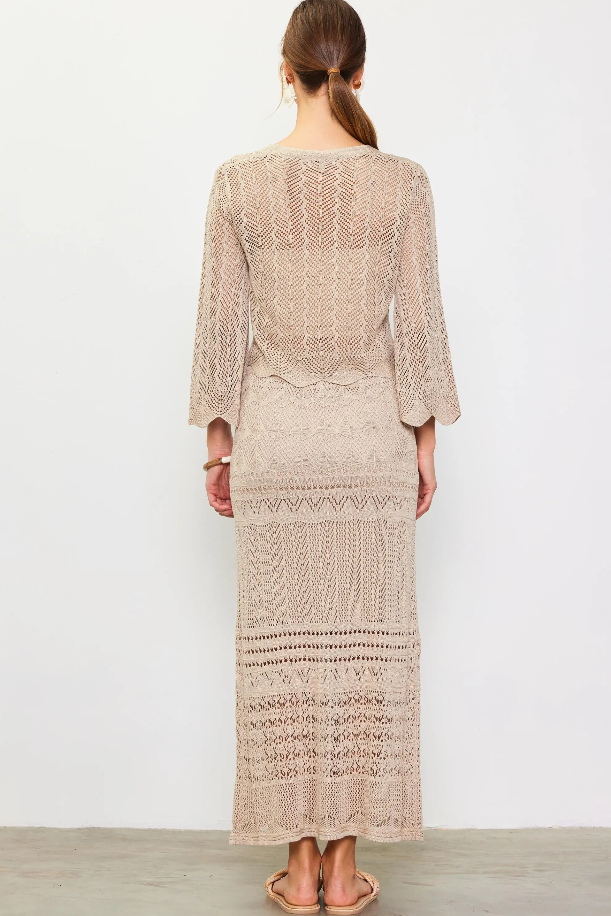 Open Knit Midi Skirt