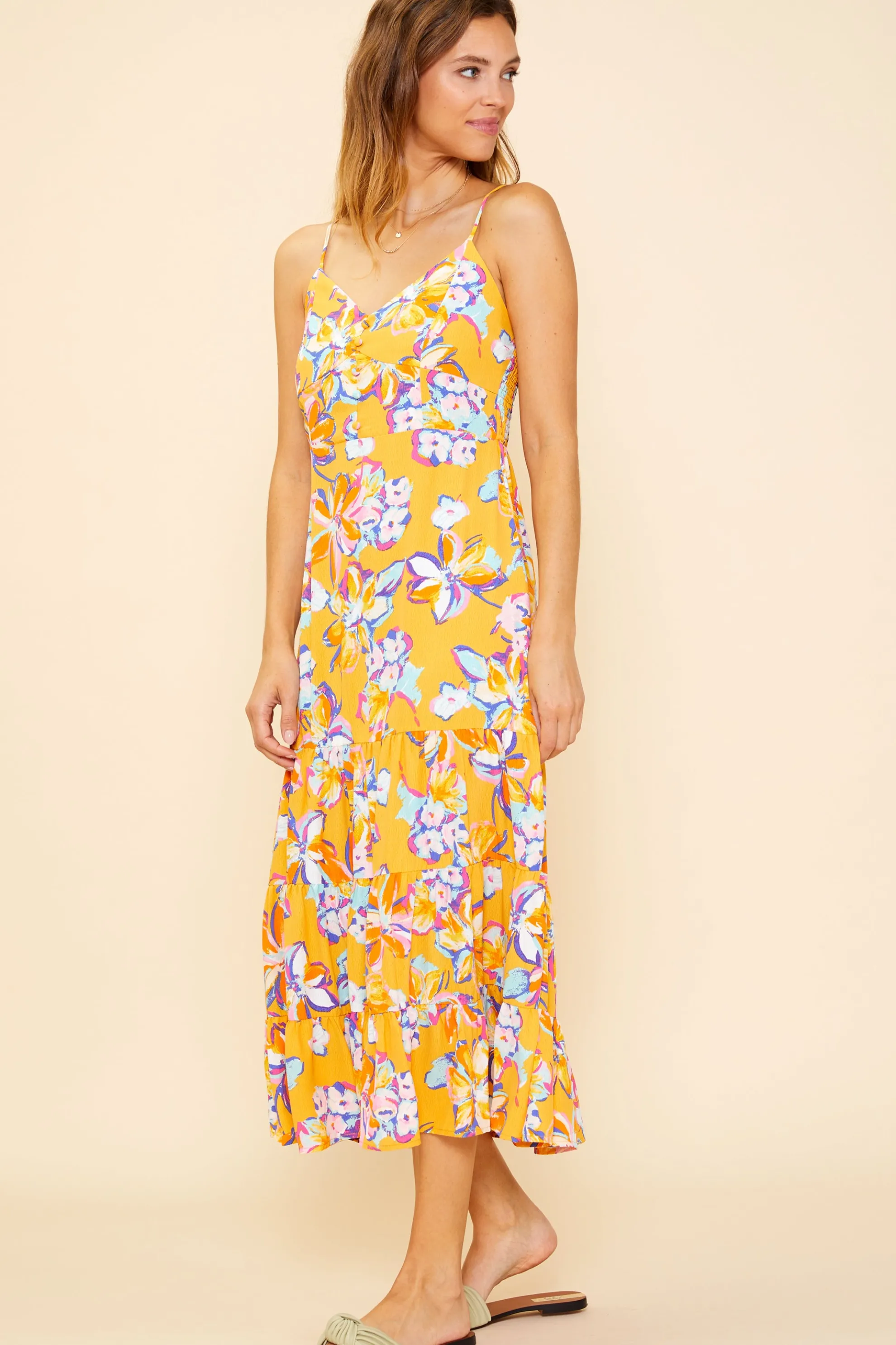 Button Detail Midi Dress