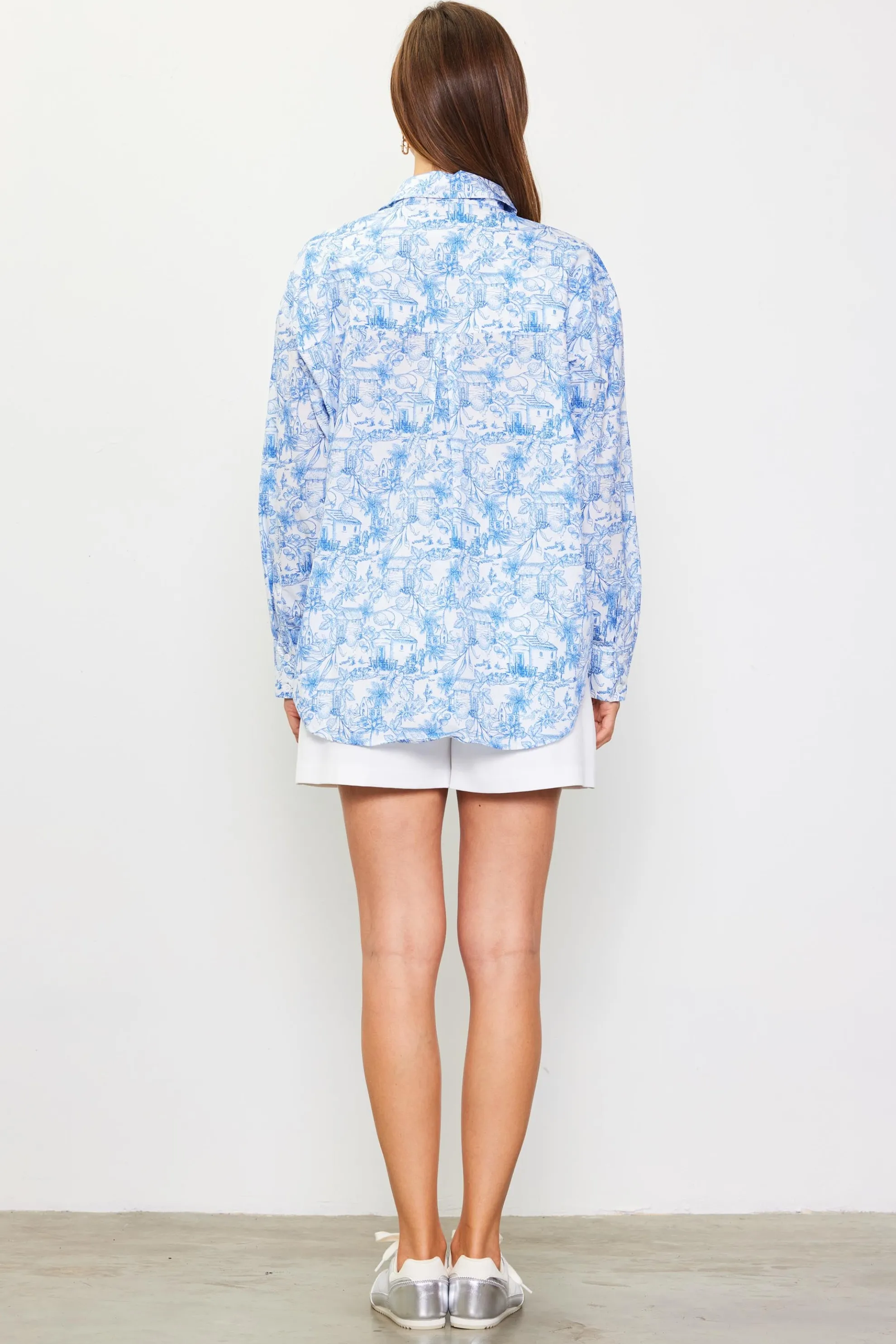 Daphne Floral Print Button Down Blouse