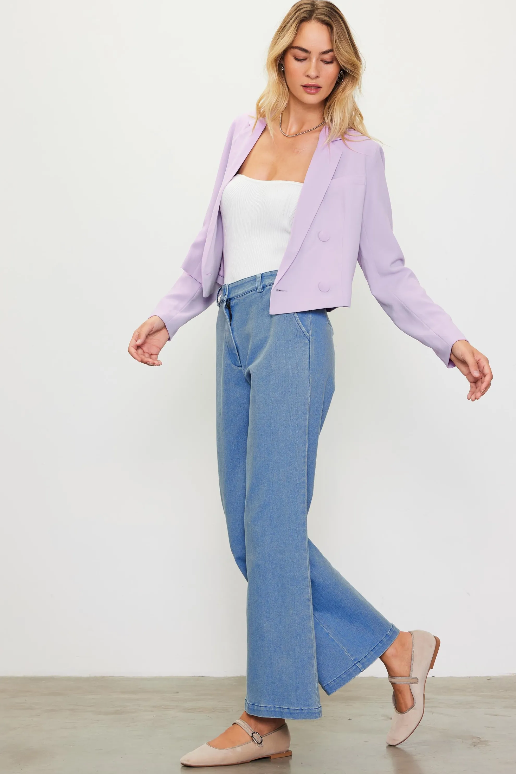 Double Breasted Crop Blazer