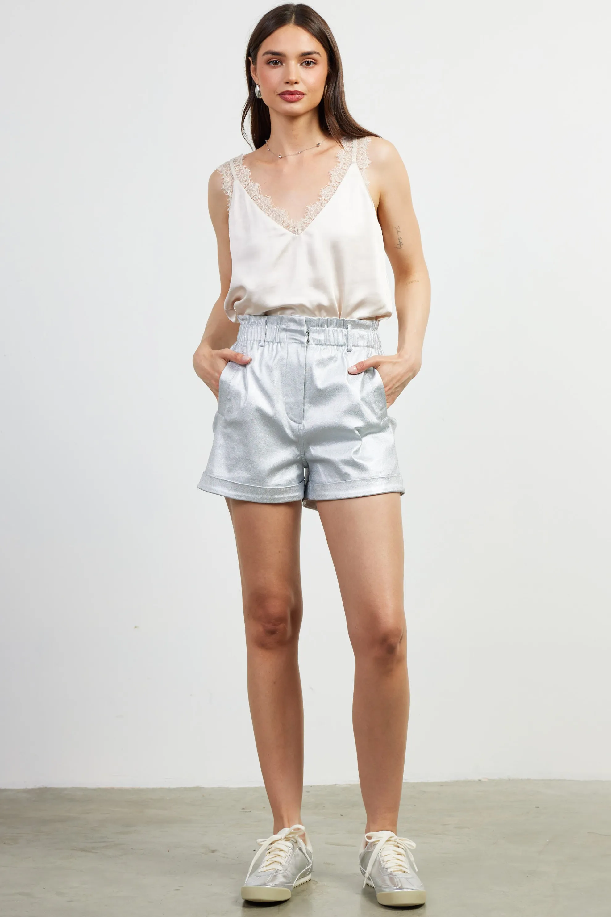 Shimmery Paperbag Shorts