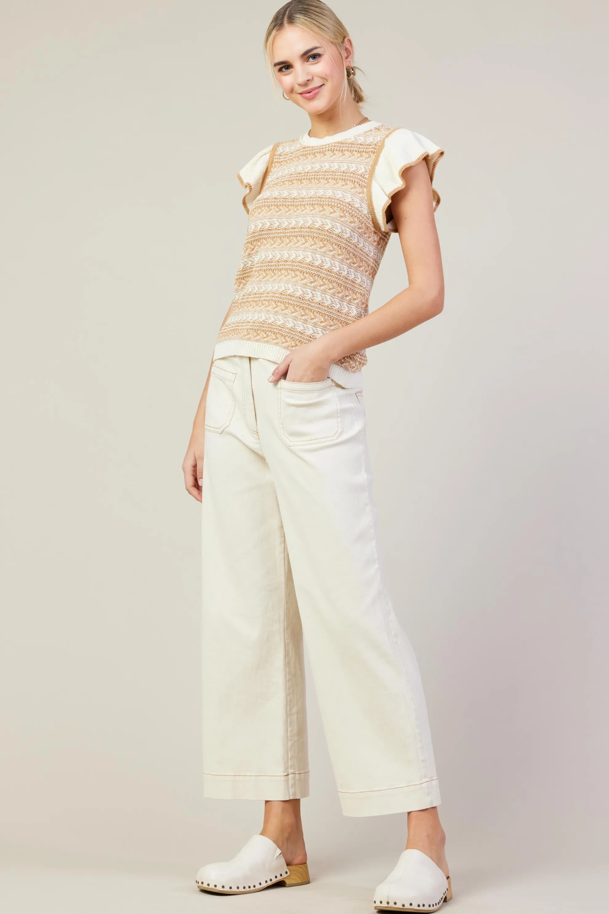 Cotton Twill Crop Pants