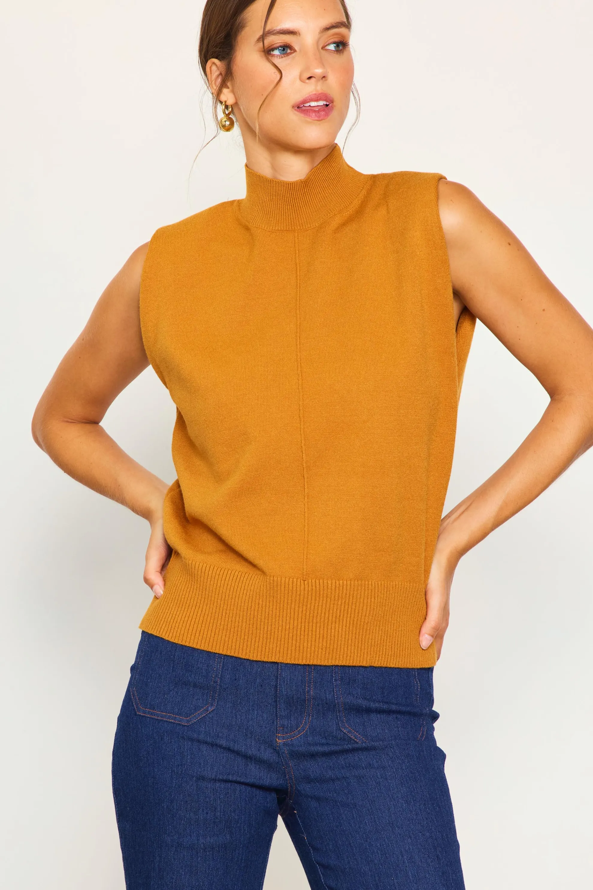 Mock Neck Sleeveless Knit Top