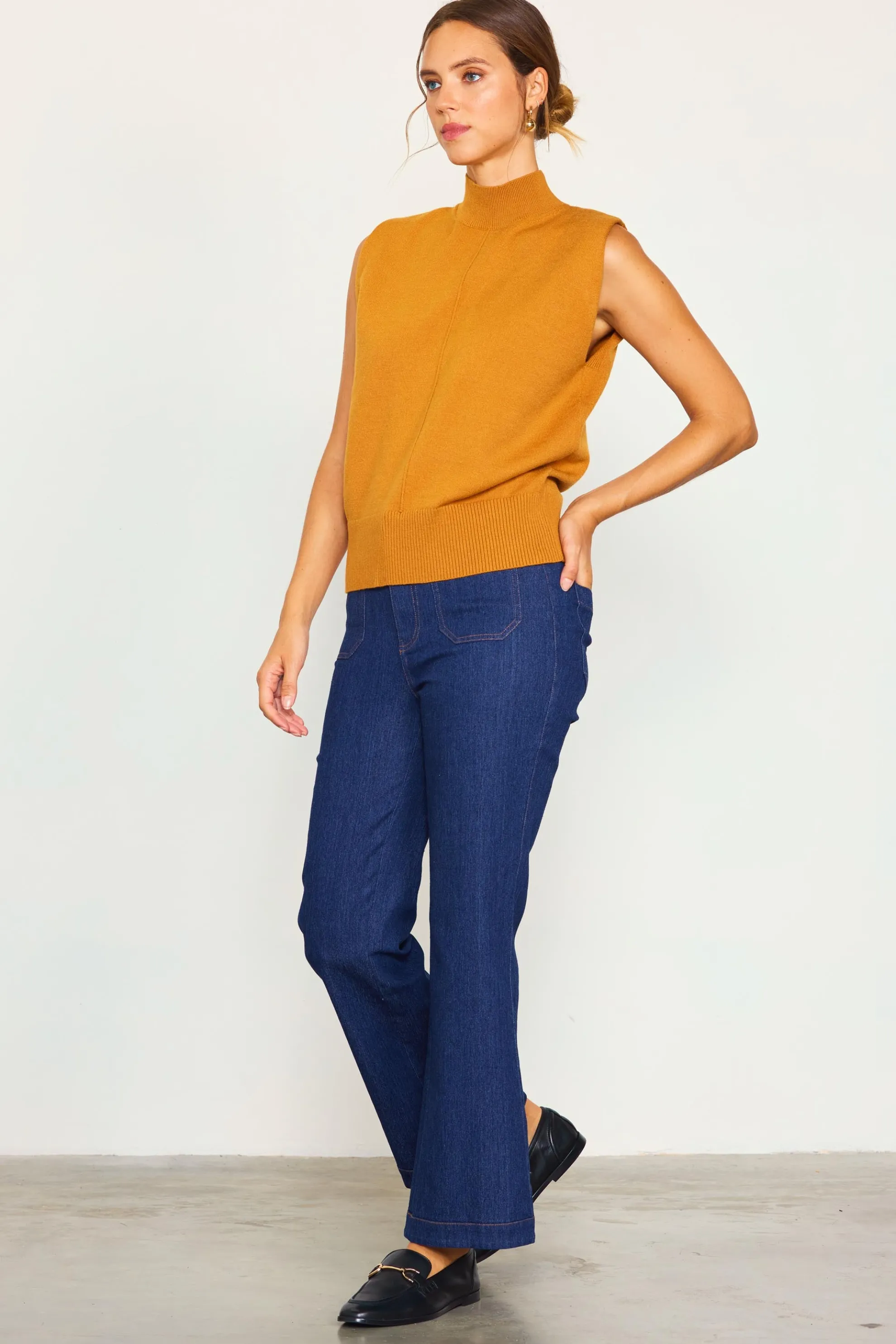 Mock Neck Sleeveless Knit Top